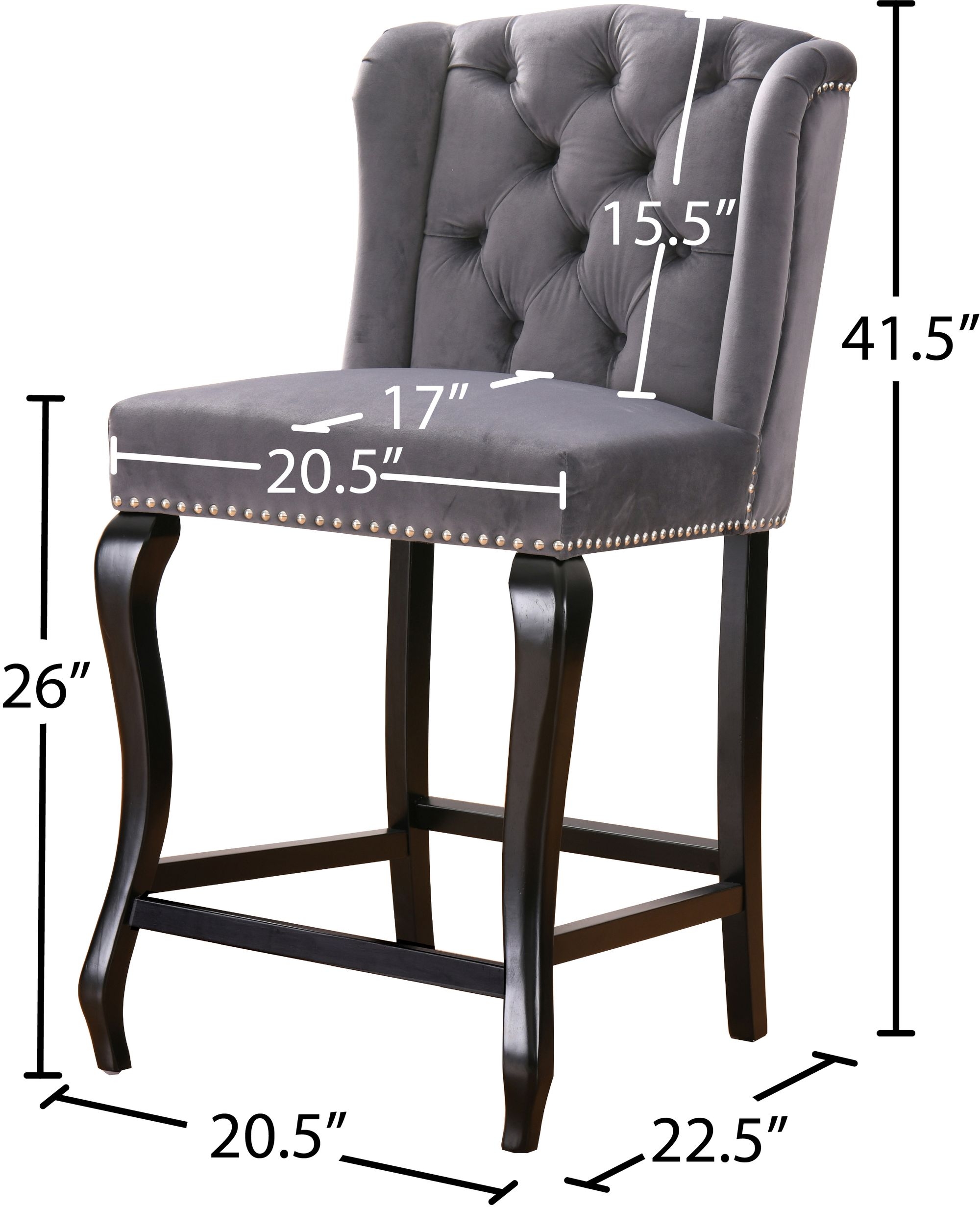 Suri Velvet Counter Stool with Espresso Wood Legs