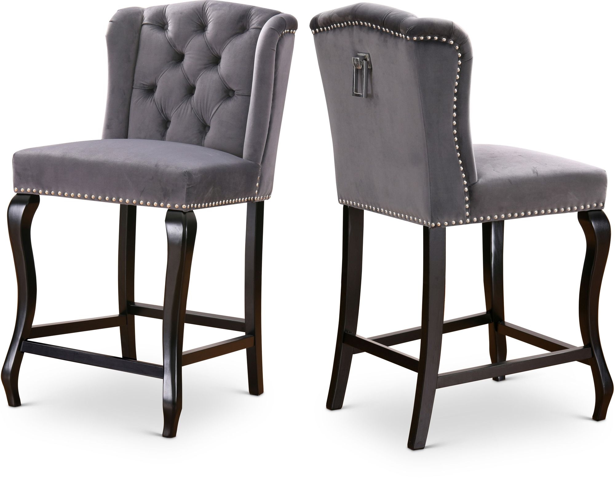 Suri Velvet Counter Stool with Espresso Wood Legs