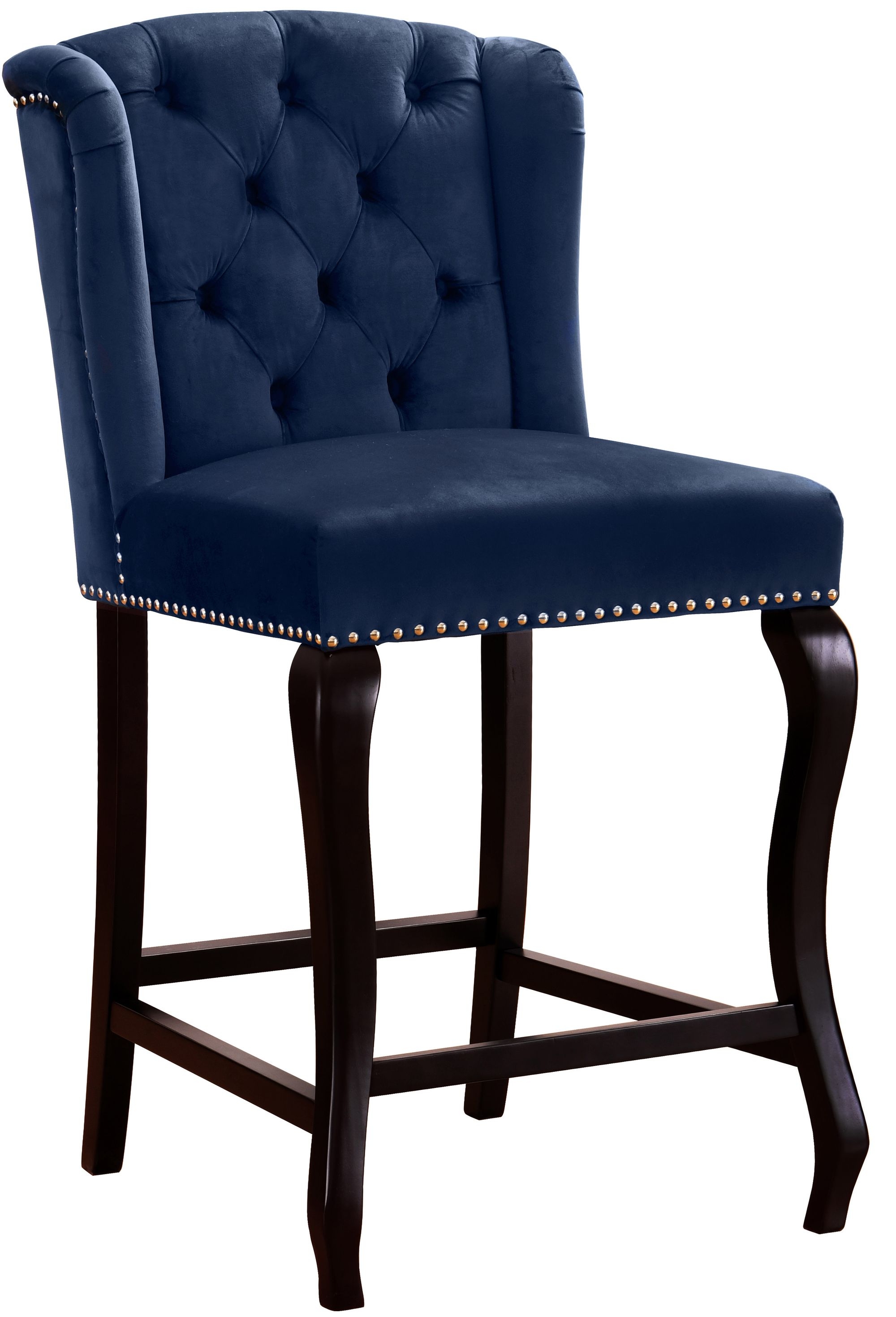Suri Velvet Counter Stool with Espresso Wood Legs