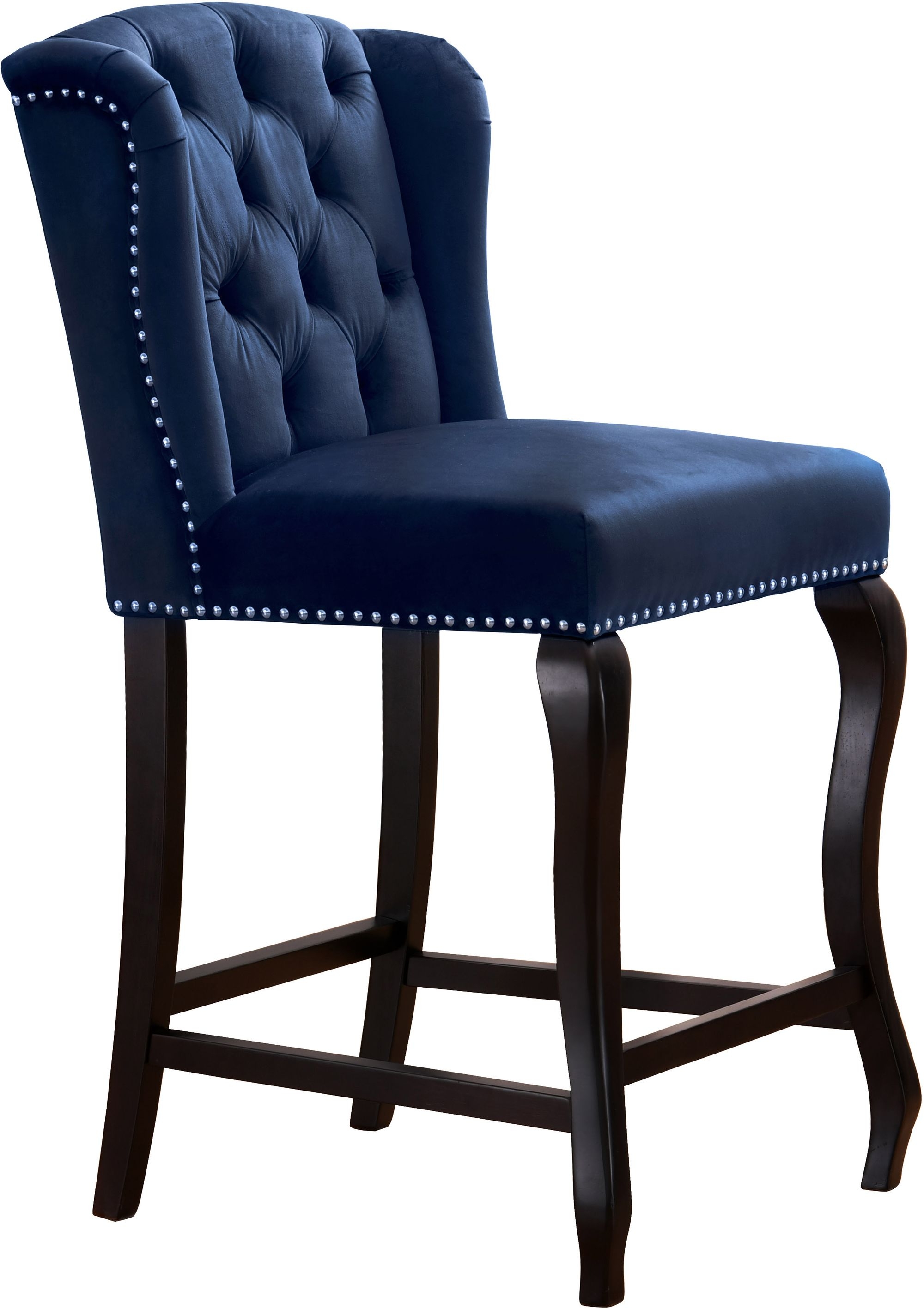 Suri Velvet Counter Stool with Espresso Wood Legs