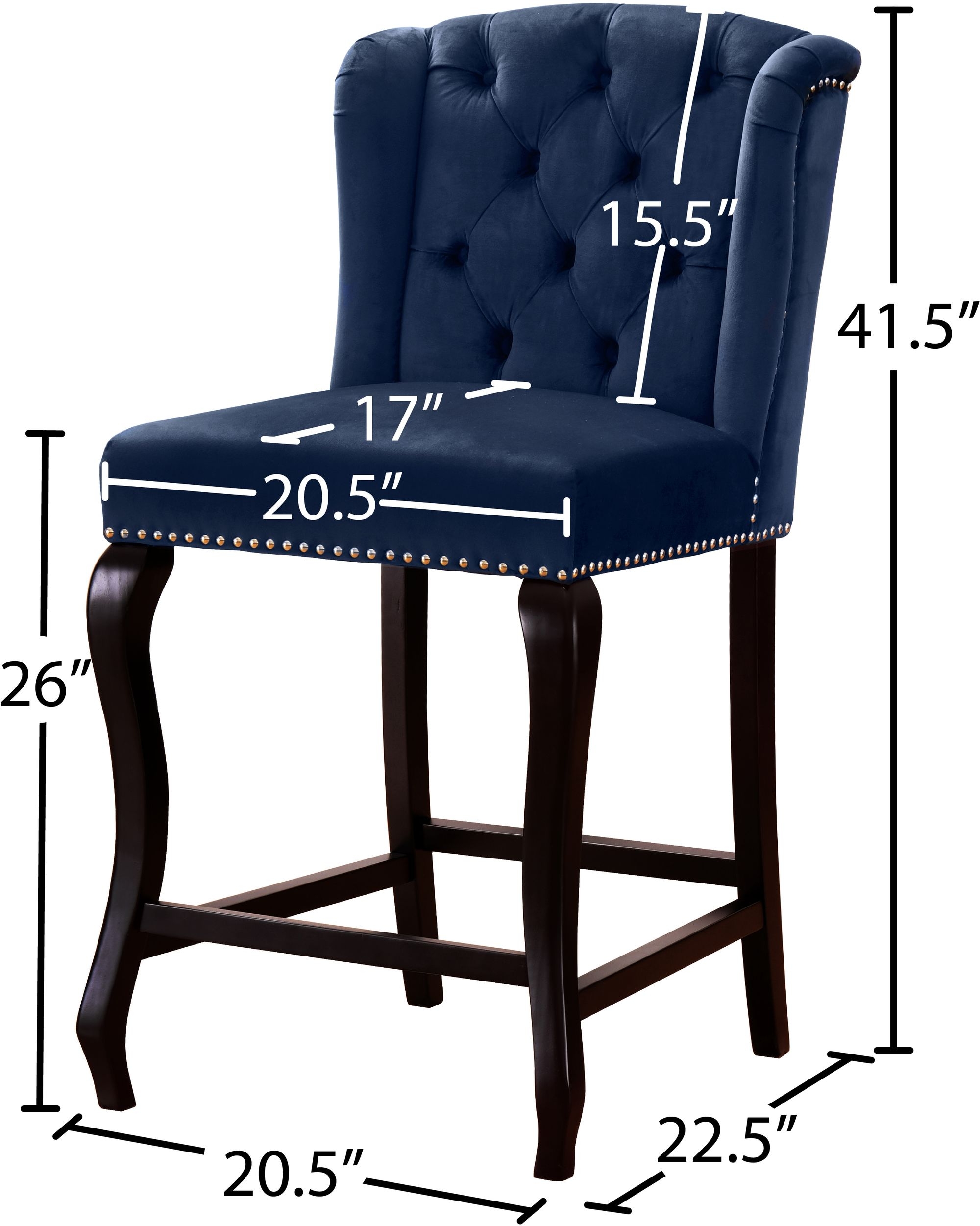 Suri Velvet Counter Stool with Espresso Wood Legs