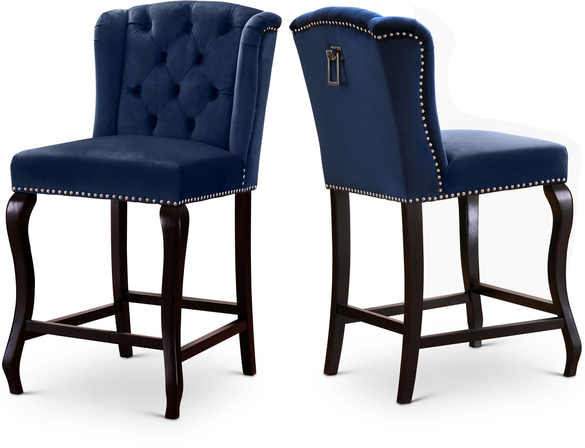 Suri Velvet Counter Stool with Espresso Wood Legs