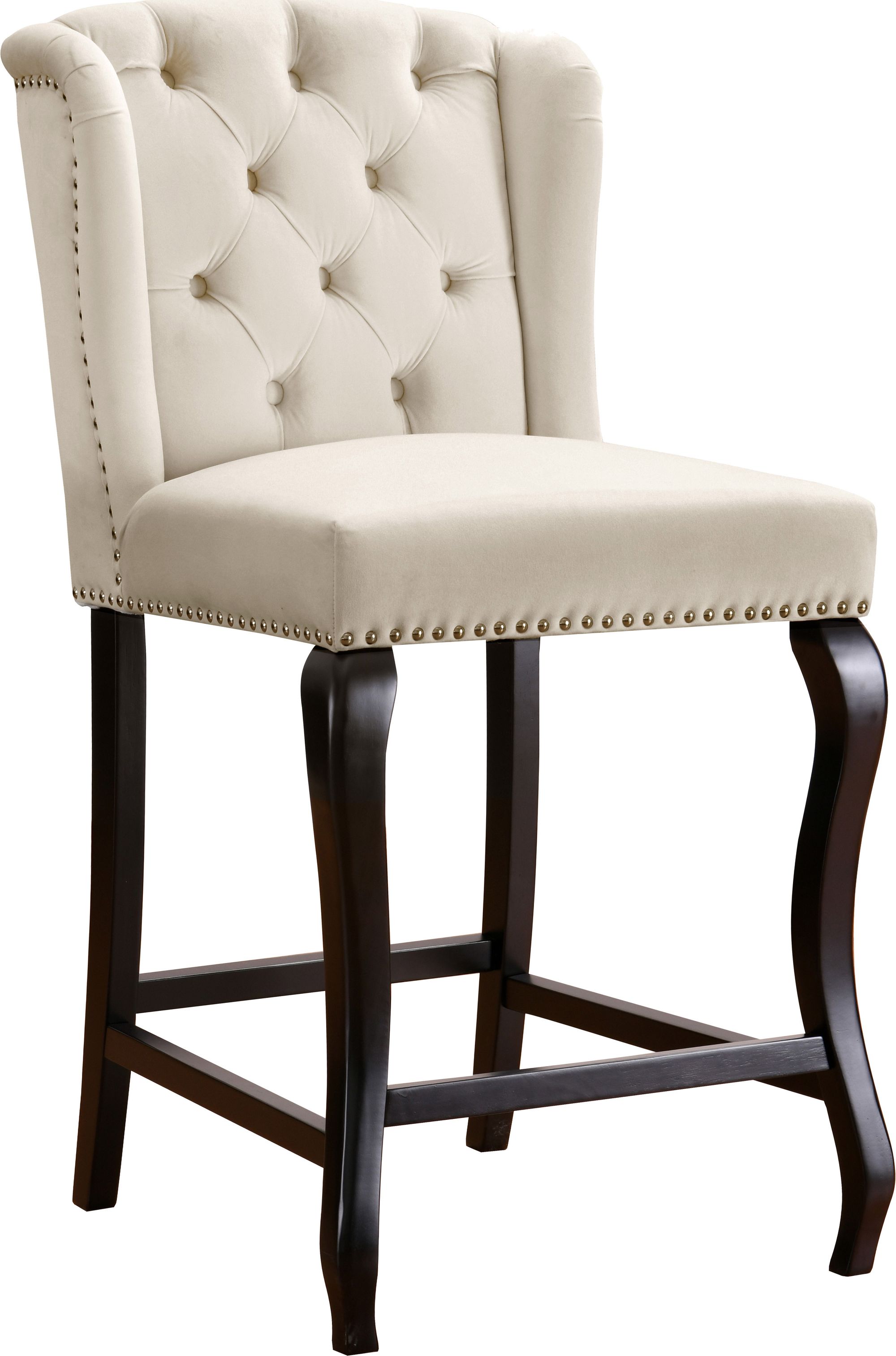 Suri Velvet Counter Stool with Espresso Wood Legs