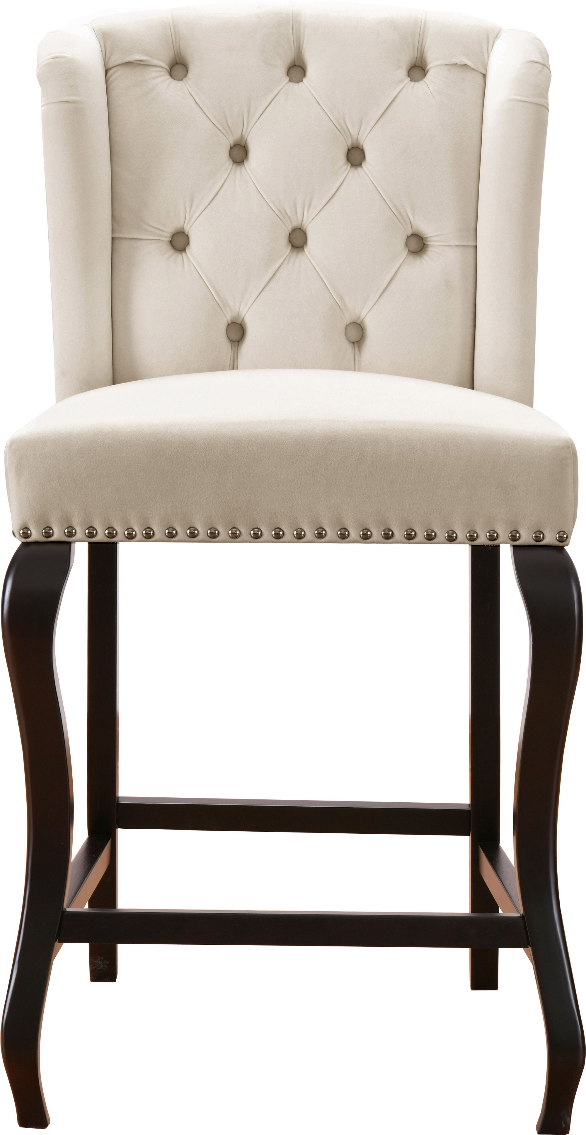Suri Velvet Counter Stool with Espresso Wood Legs