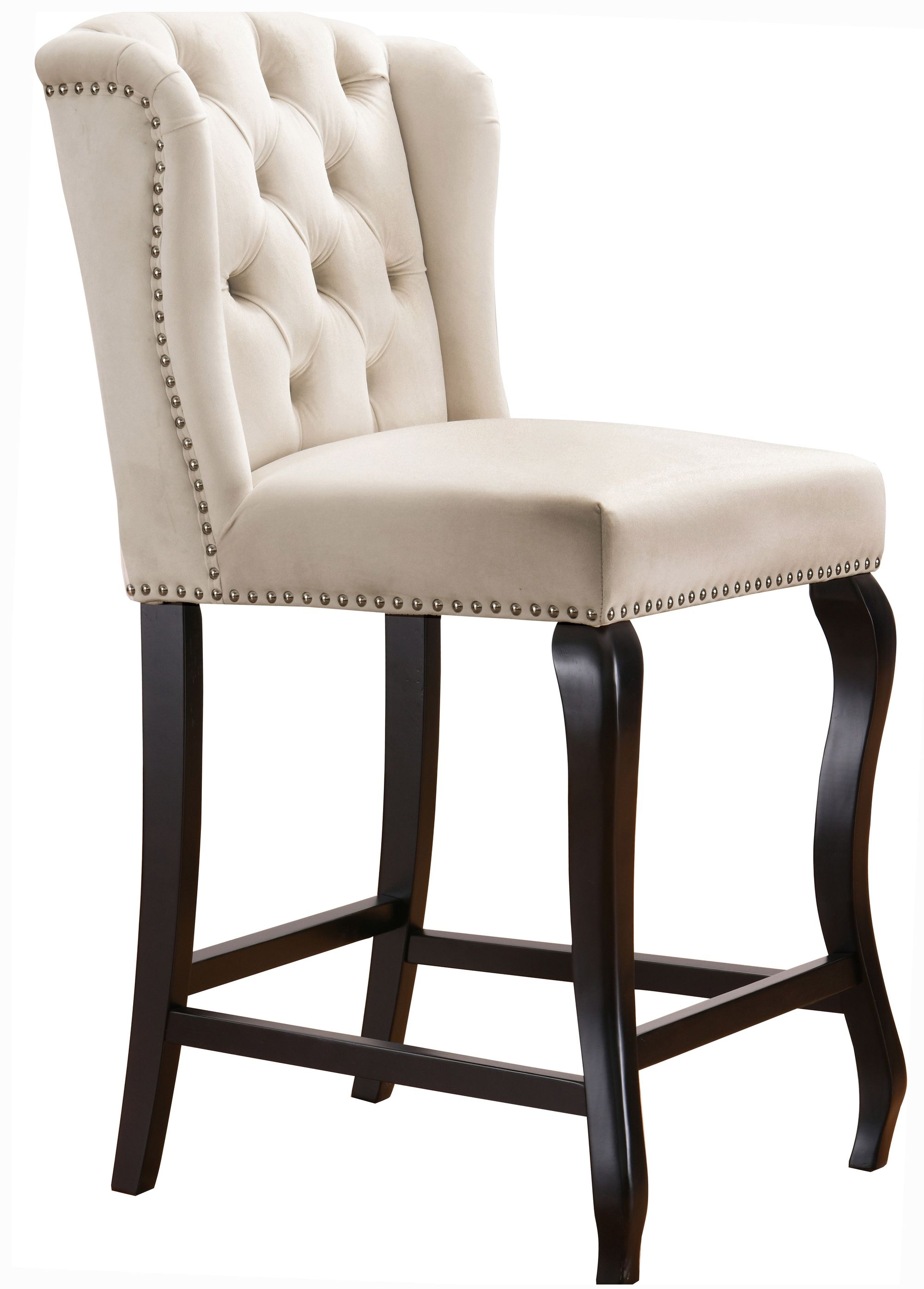 Suri Velvet Counter Stool with Espresso Wood Legs