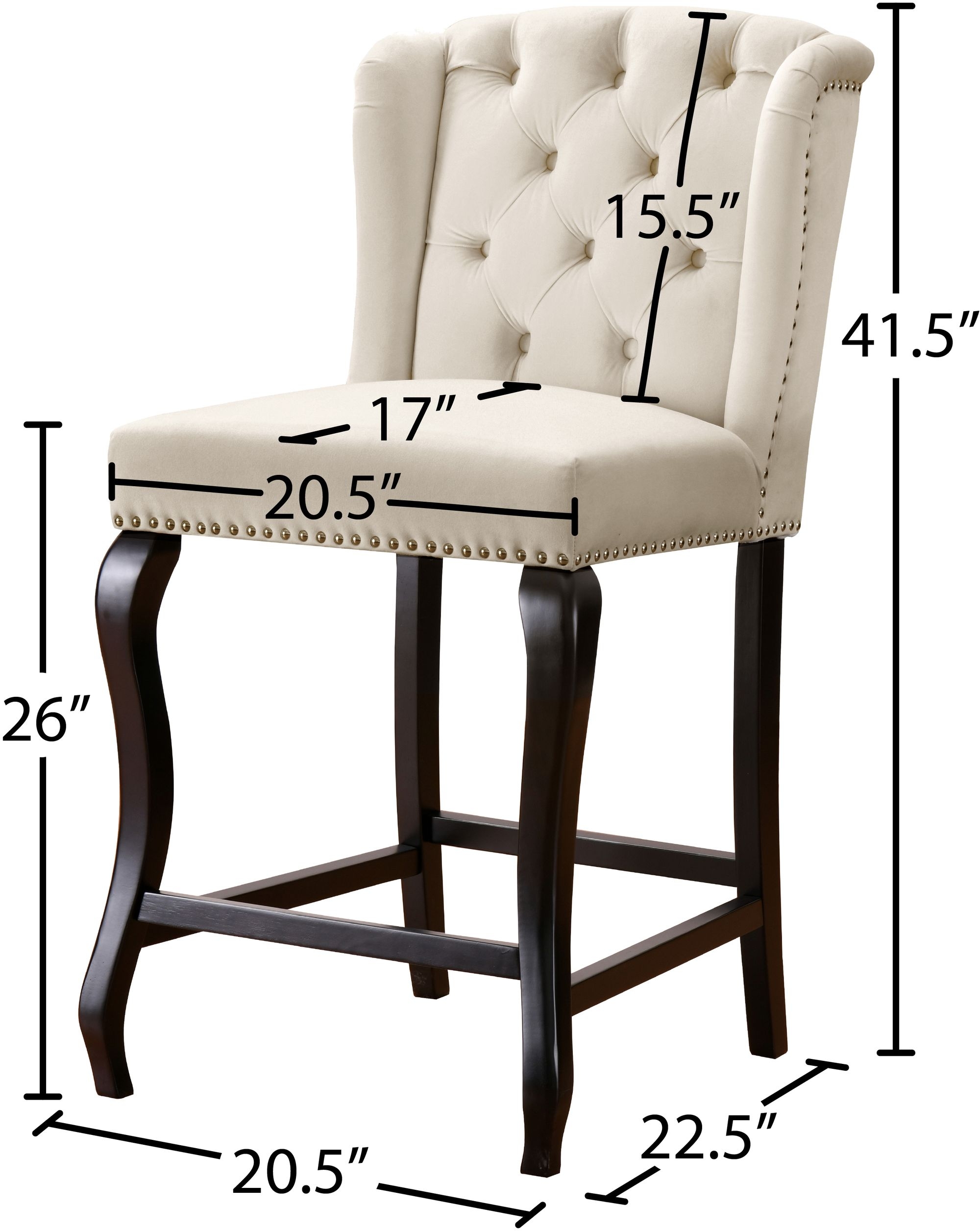 Suri Velvet Counter Stool with Espresso Wood Legs