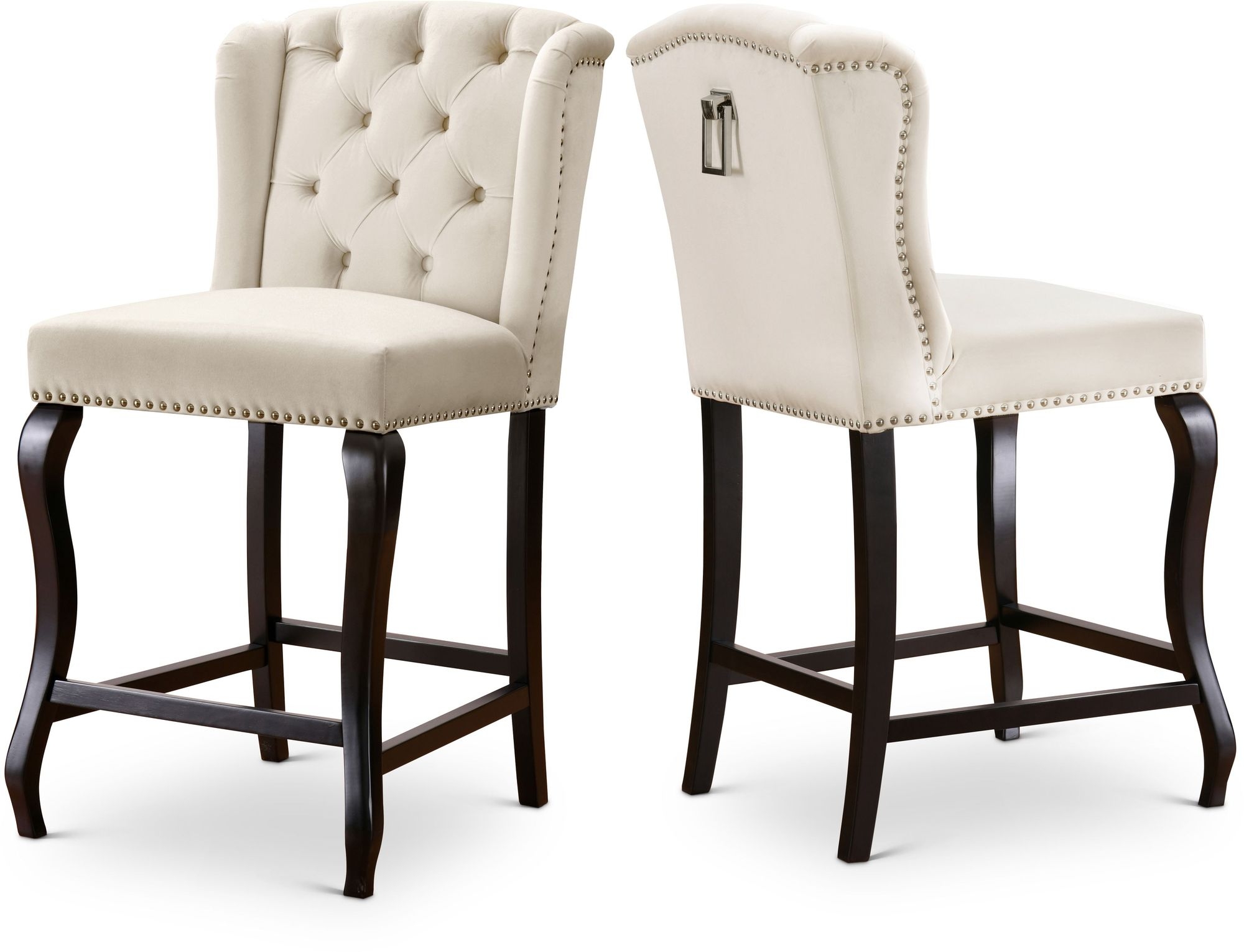 Suri Velvet Counter Stool with Espresso Wood Legs