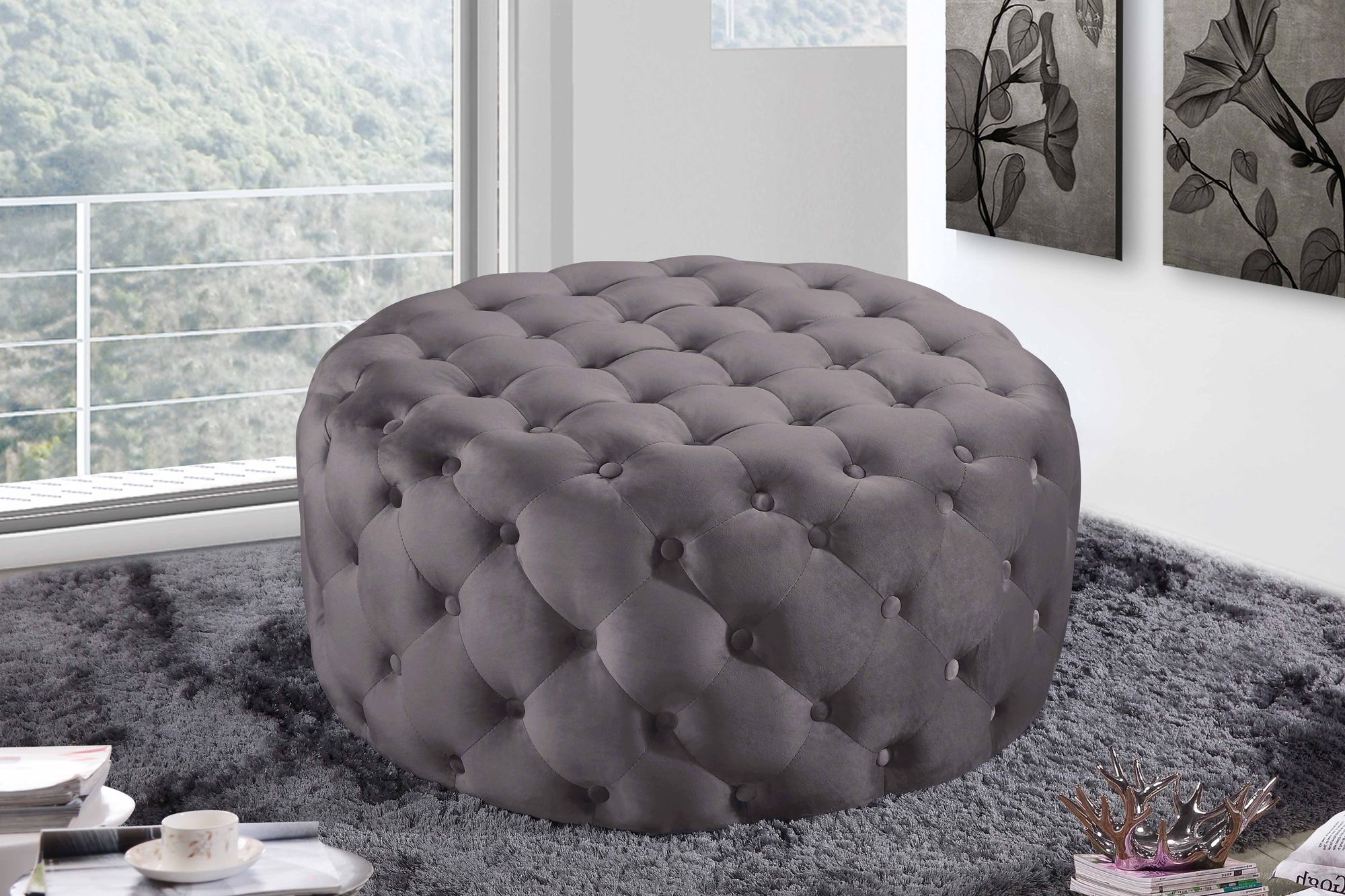 Addison Velvet Ottoman/Bench