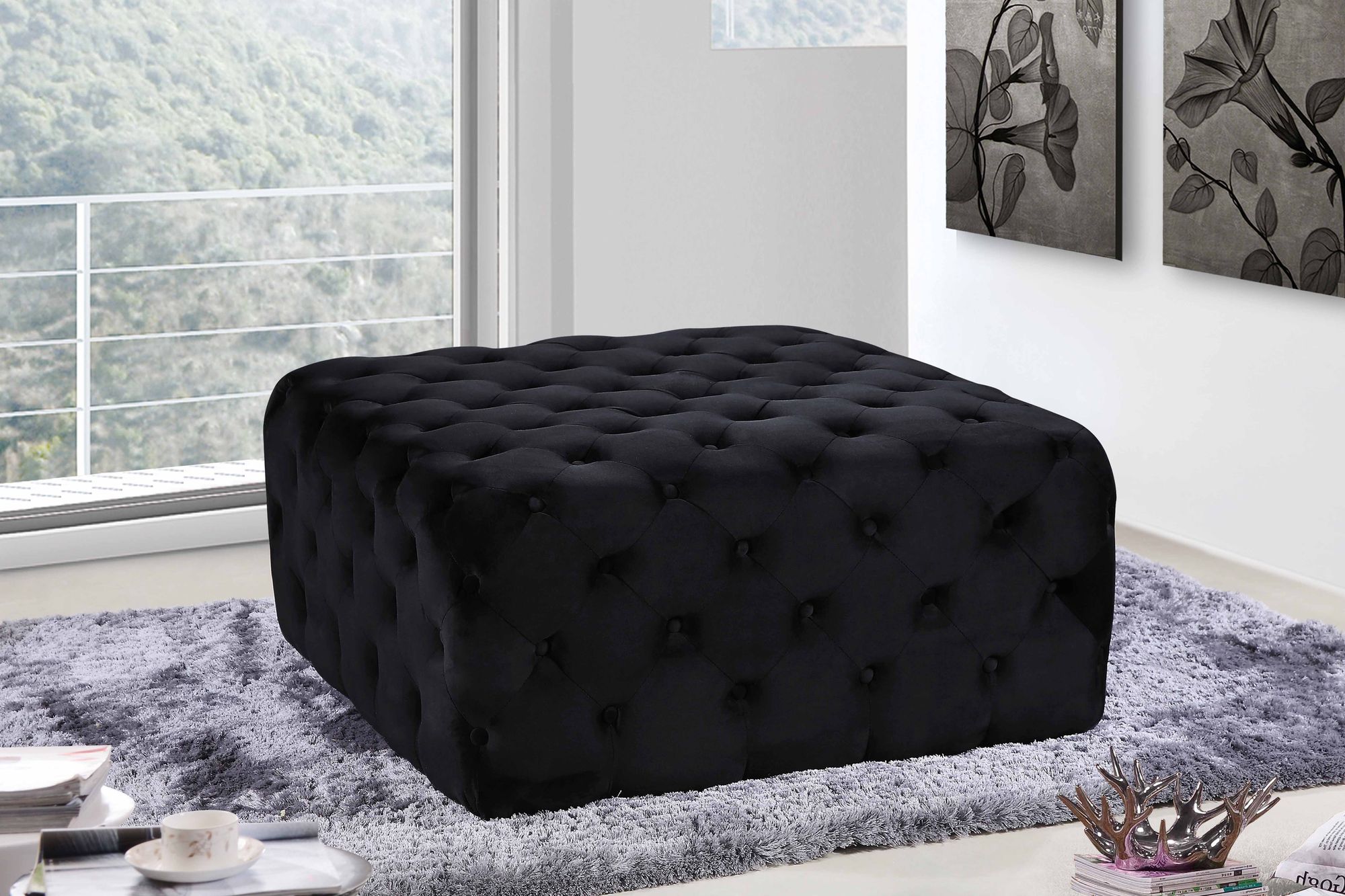 Ariel Velvet Ottoman/Bench