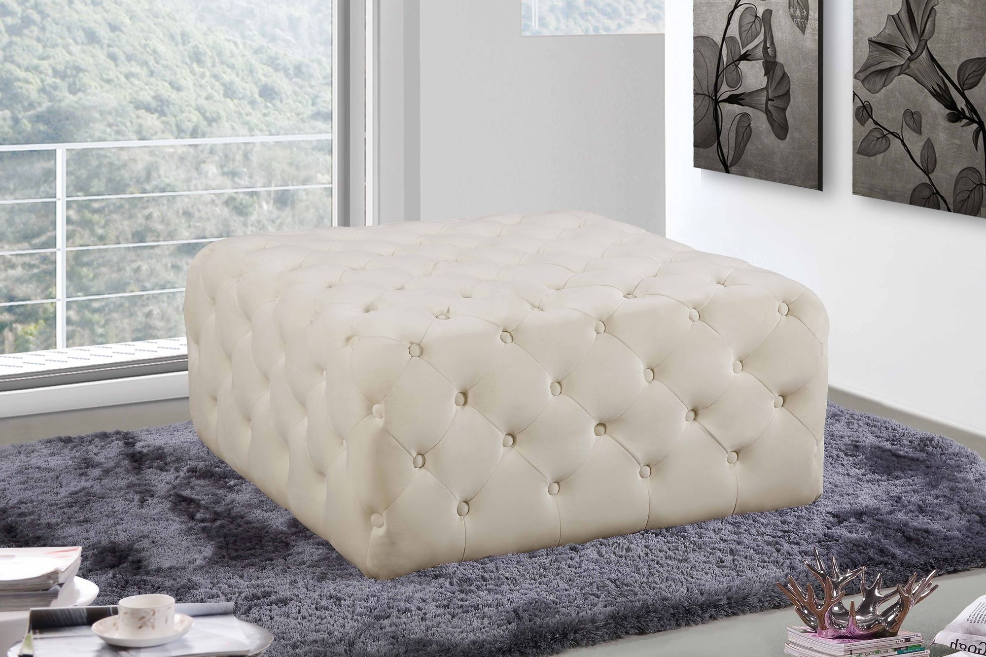 Ariel Velvet Ottoman/Bench