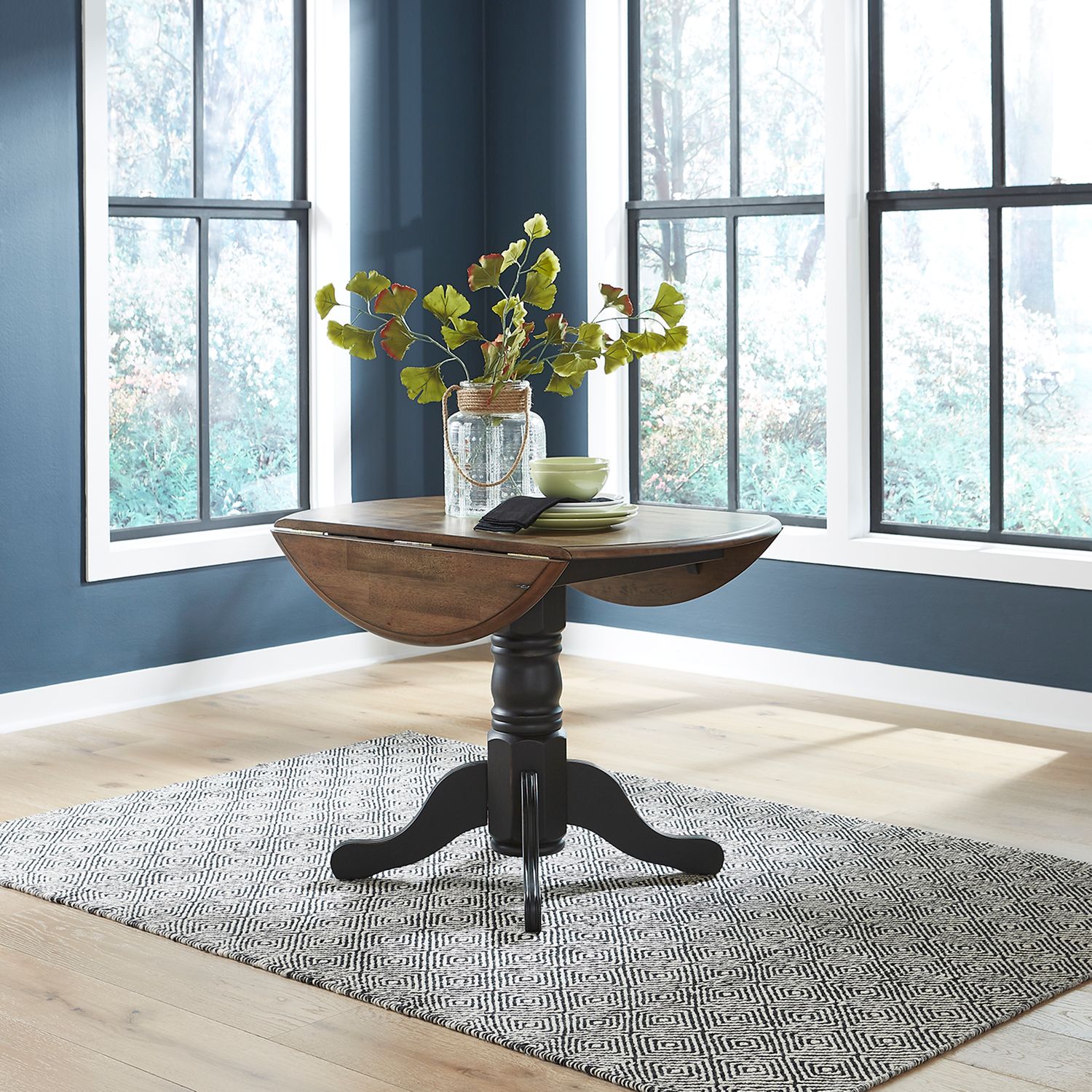 Carolina Crossing Round Wood Drop Leaf Dining Table