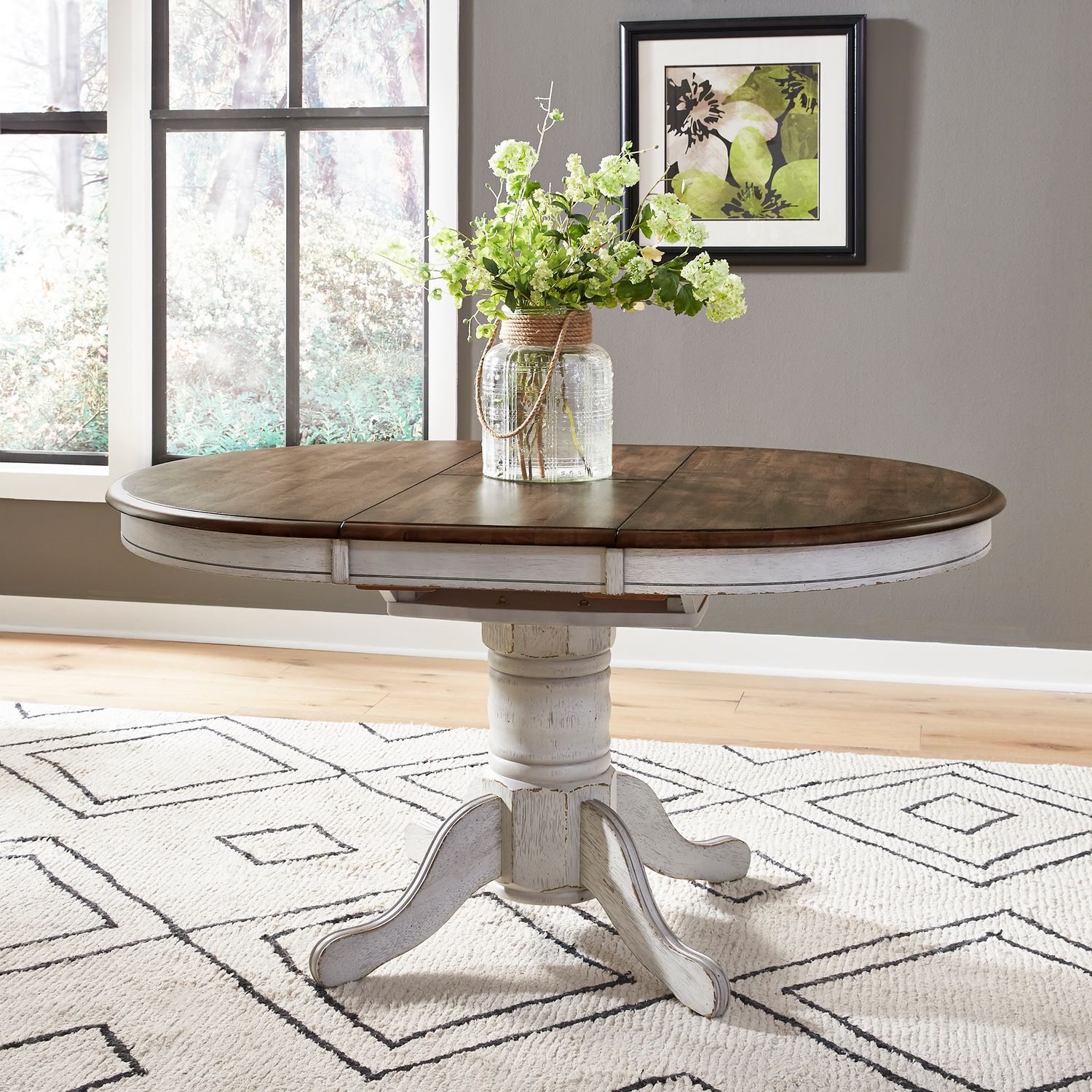 Carolina Crossing Oval Wood Extendable Pedestal Dining Table