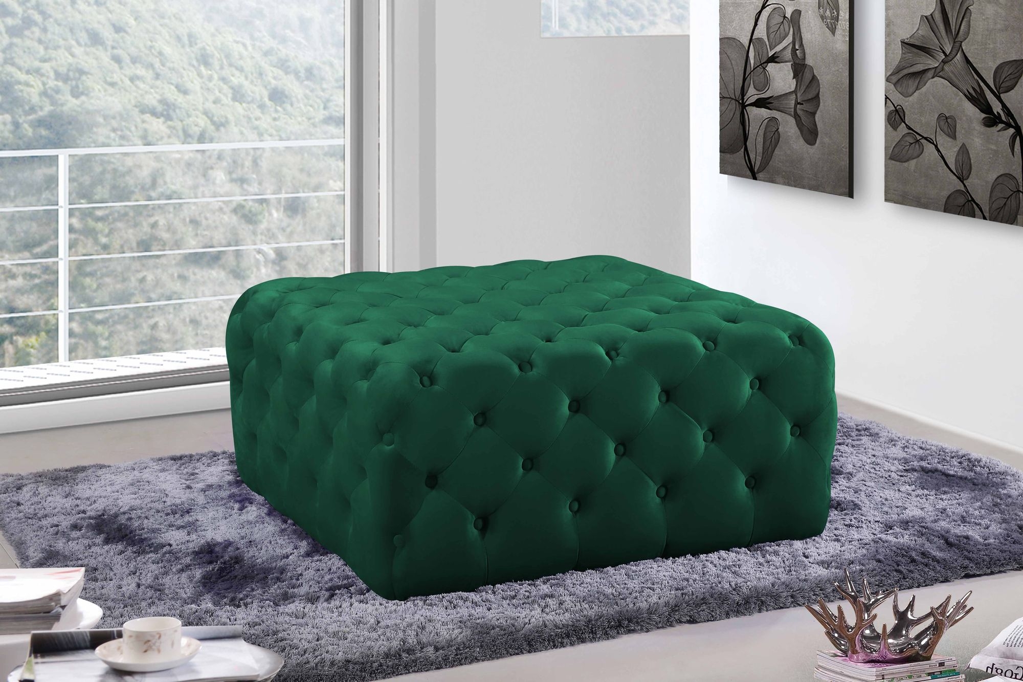 Ariel Velvet Ottoman/Bench
