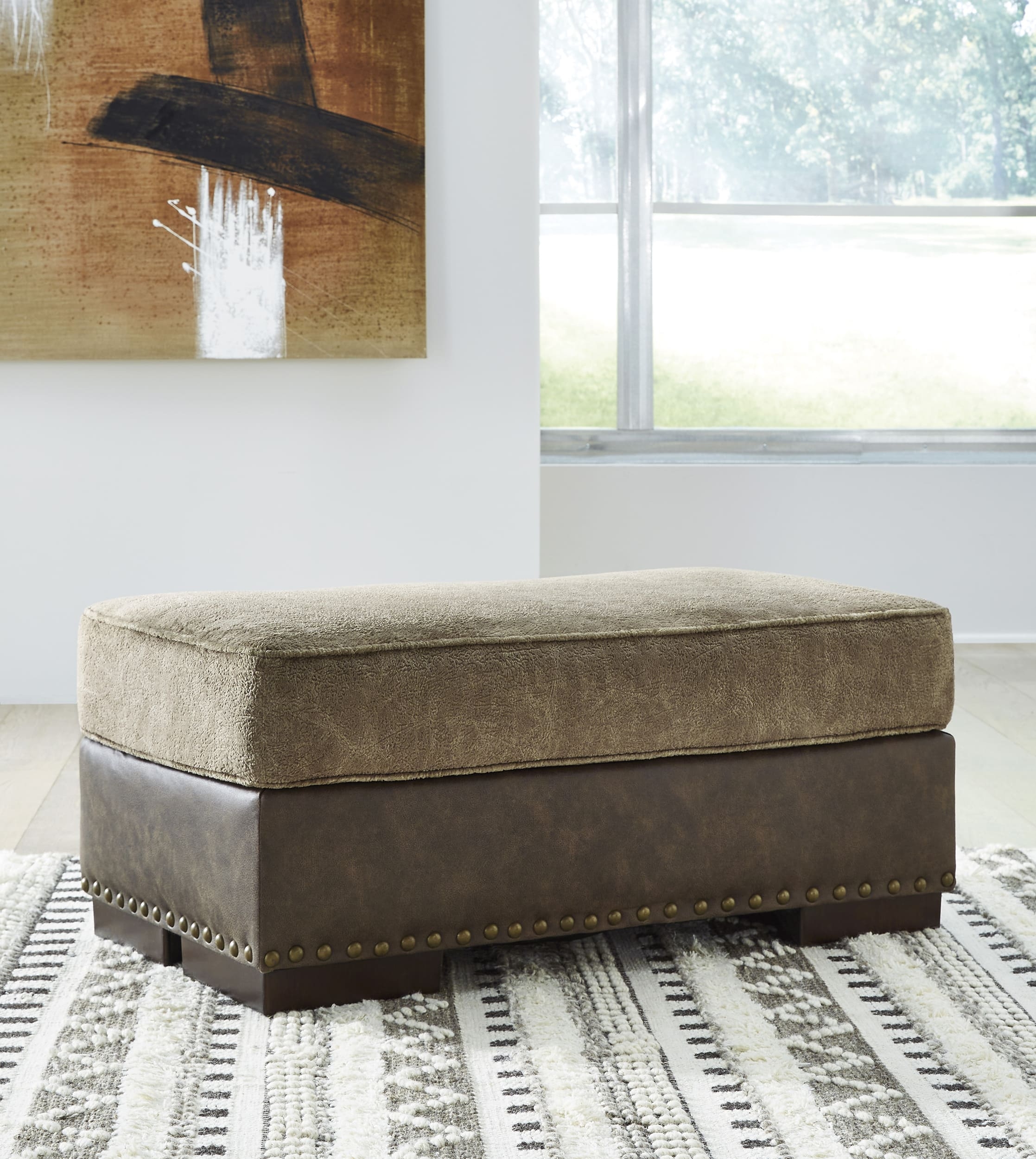 Alesbury Polyester/Faux Leather Ottoman