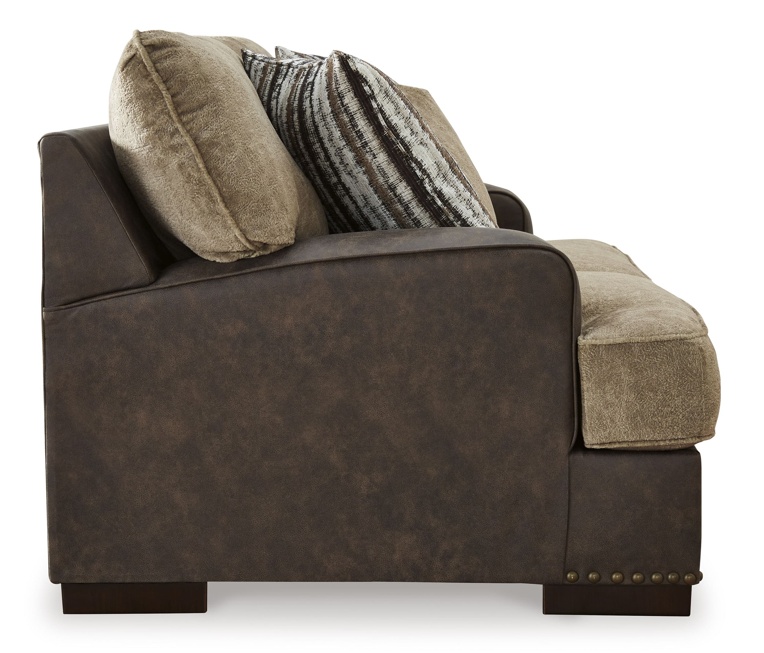 Ashley Polyester/Faux Leather Loveseat Side
