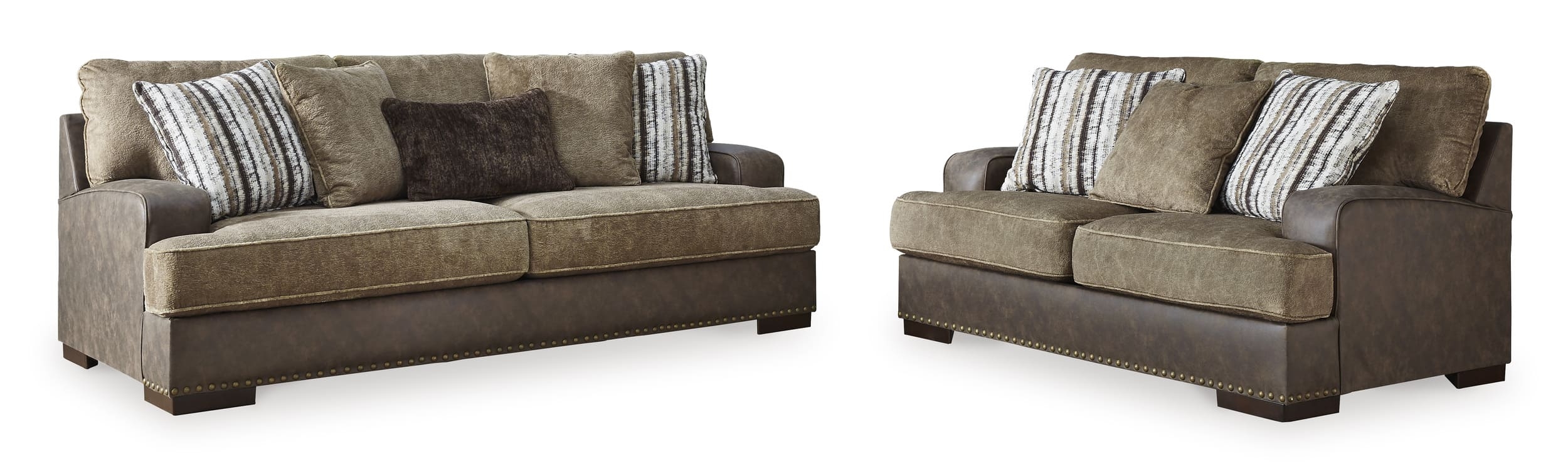 Ashley Alesbury/Faux Leather Sofa And Loveseat