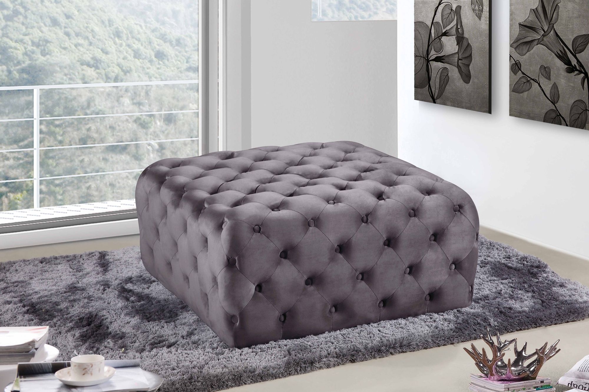 Ariel Velvet Ottoman/Bench