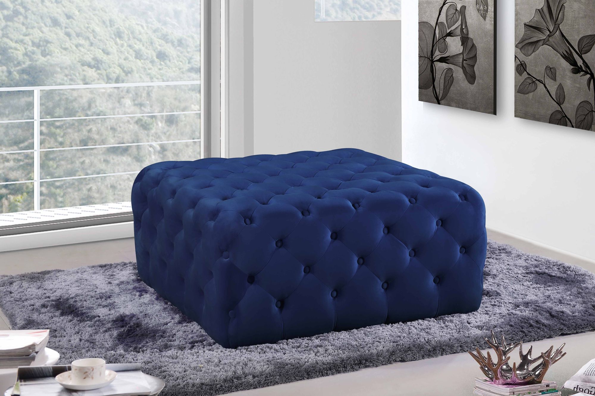 Ariel Velvet Ottoman/Bench
