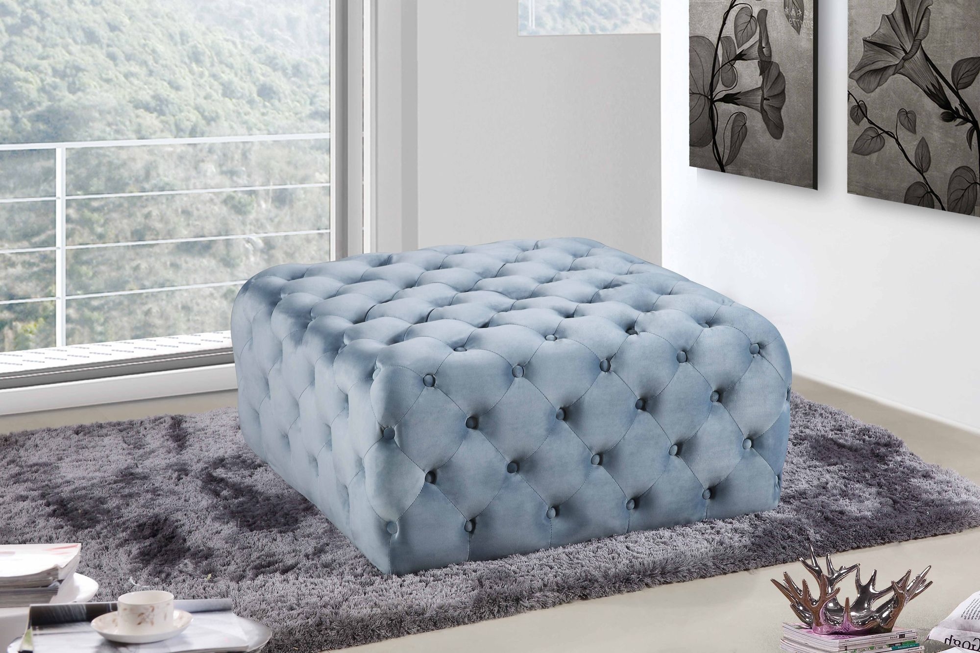 Ariel Velvet Ottoman/Bench