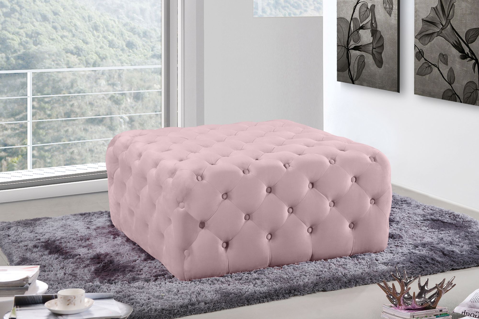 Ariel Velvet Ottoman/Bench