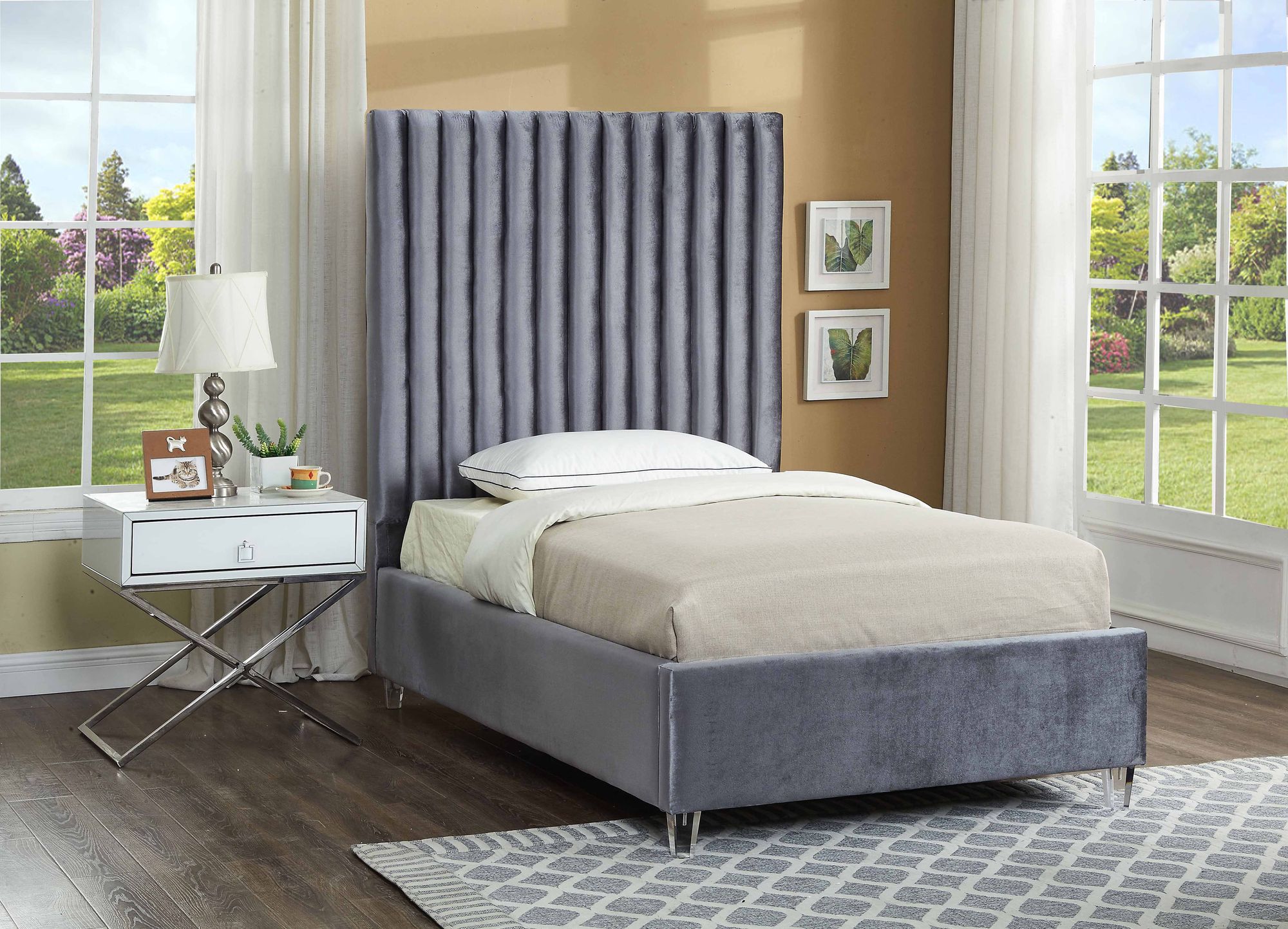 Candace Velvet Twin Size Bed