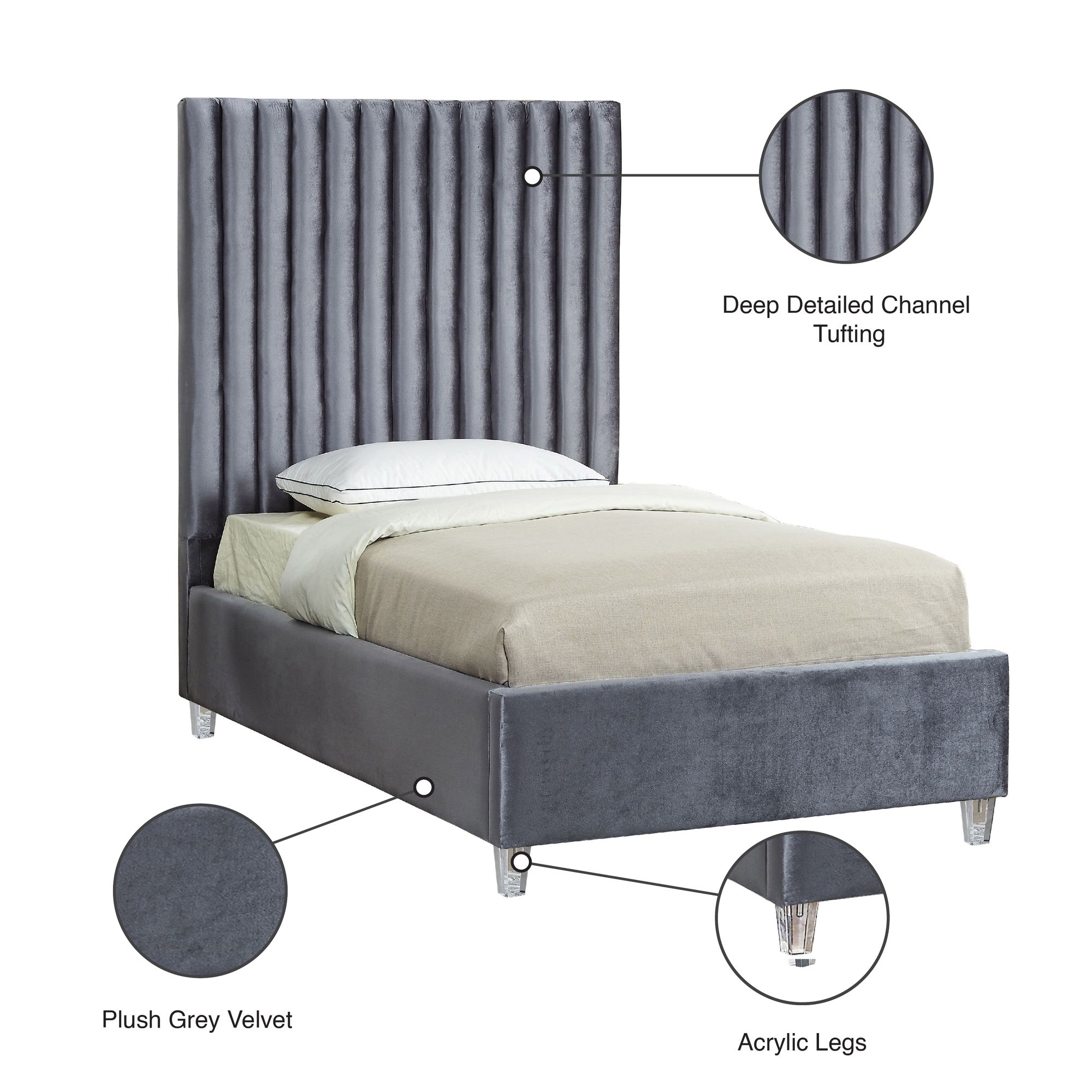 Candace Velvet Twin Size Bed