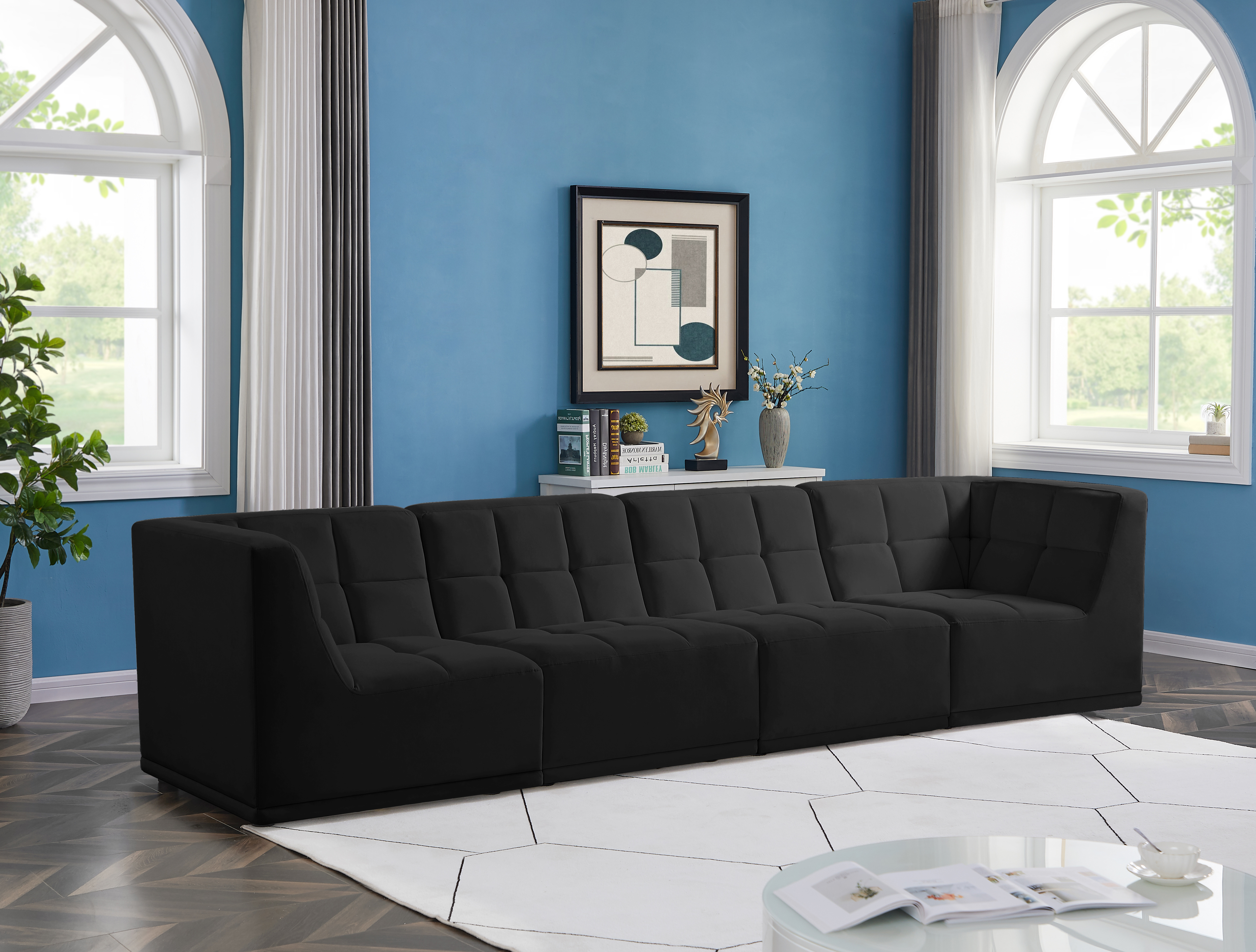 Relax 128" Velvet Modular Sofa