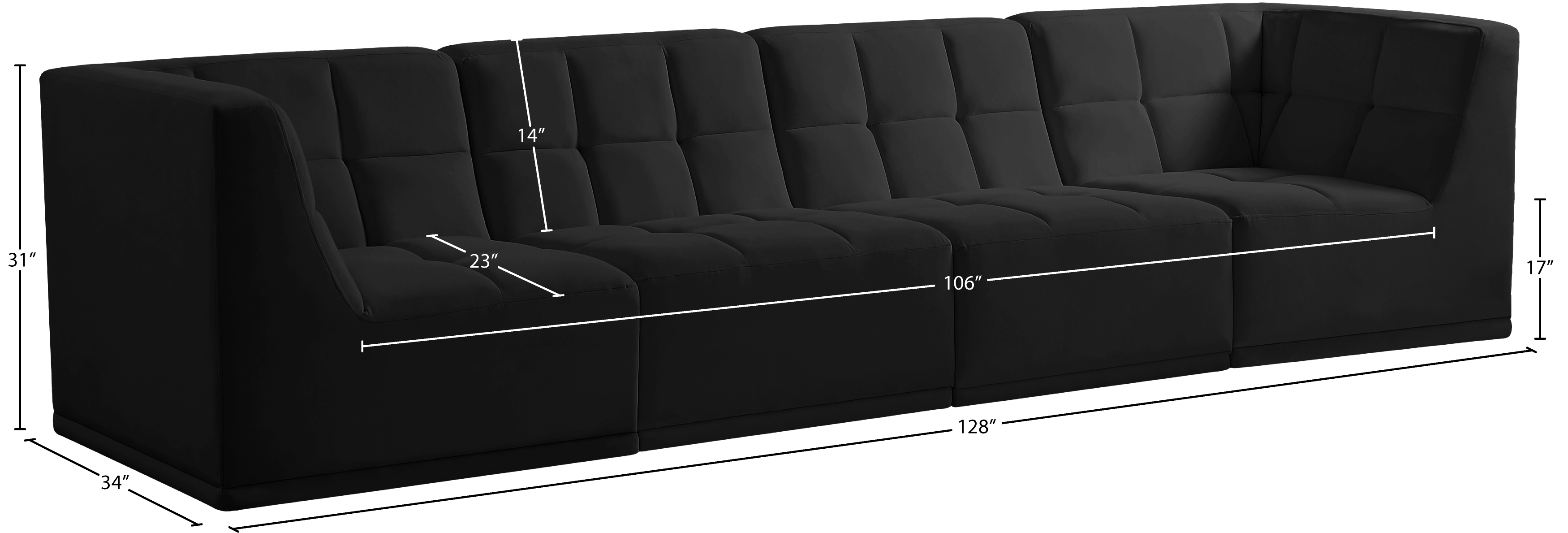 Relax 128" Velvet Modular Sofa