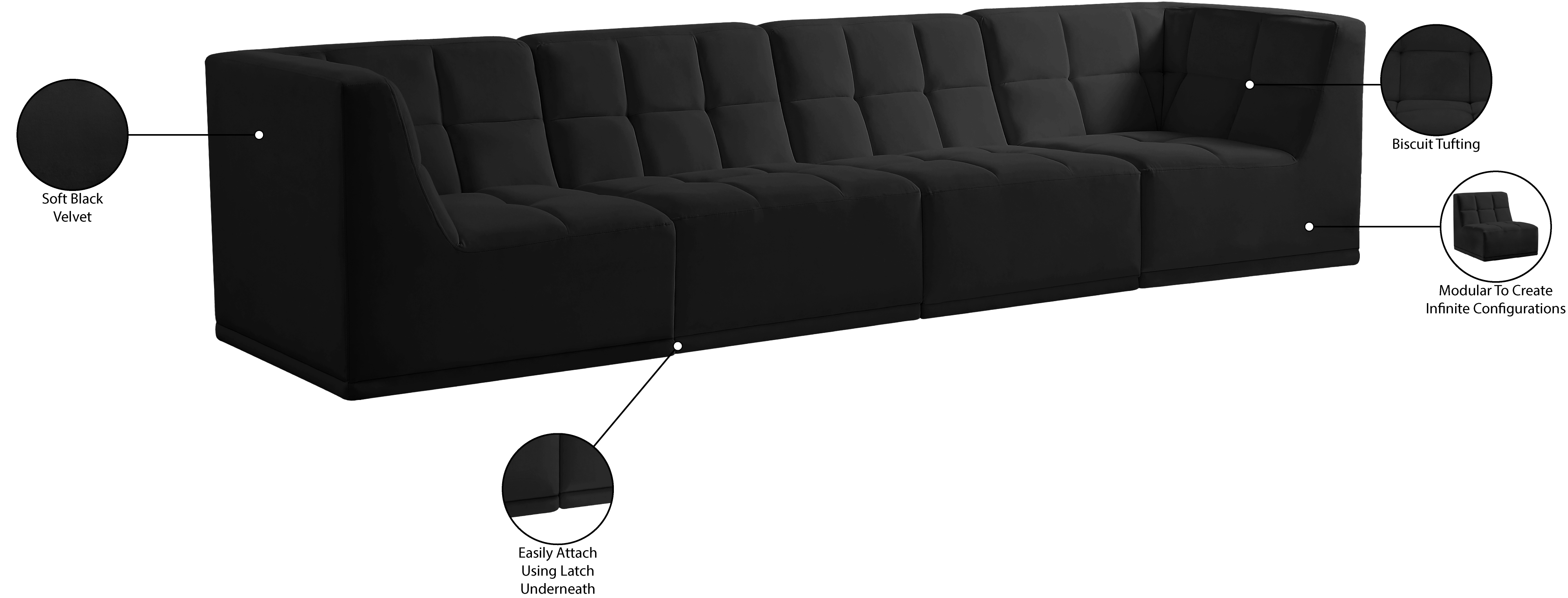 Relax 128" Velvet Modular Sofa