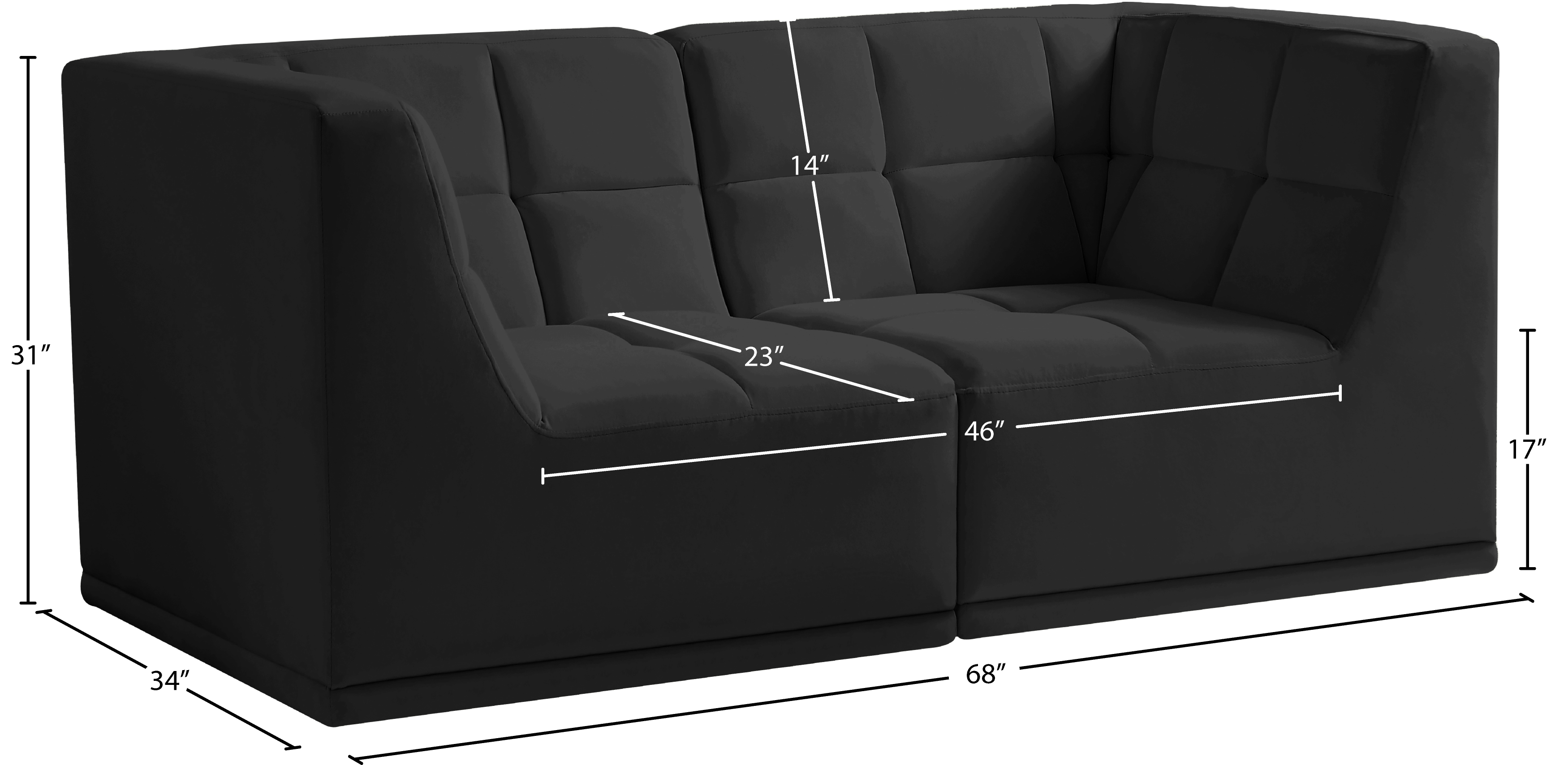 Relax 68" Velvet Modular Sofa