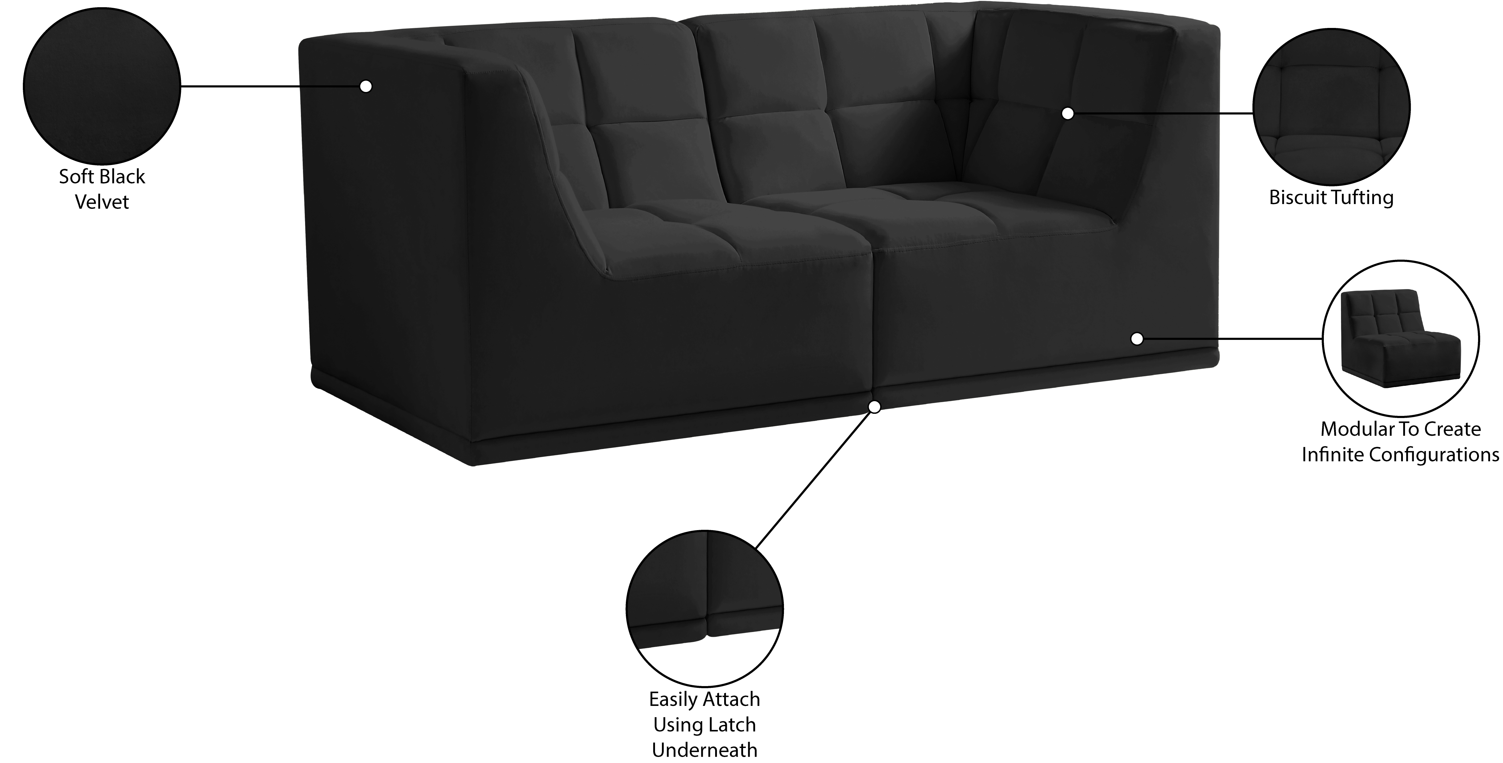 Relax 68" Velvet Modular Sofa