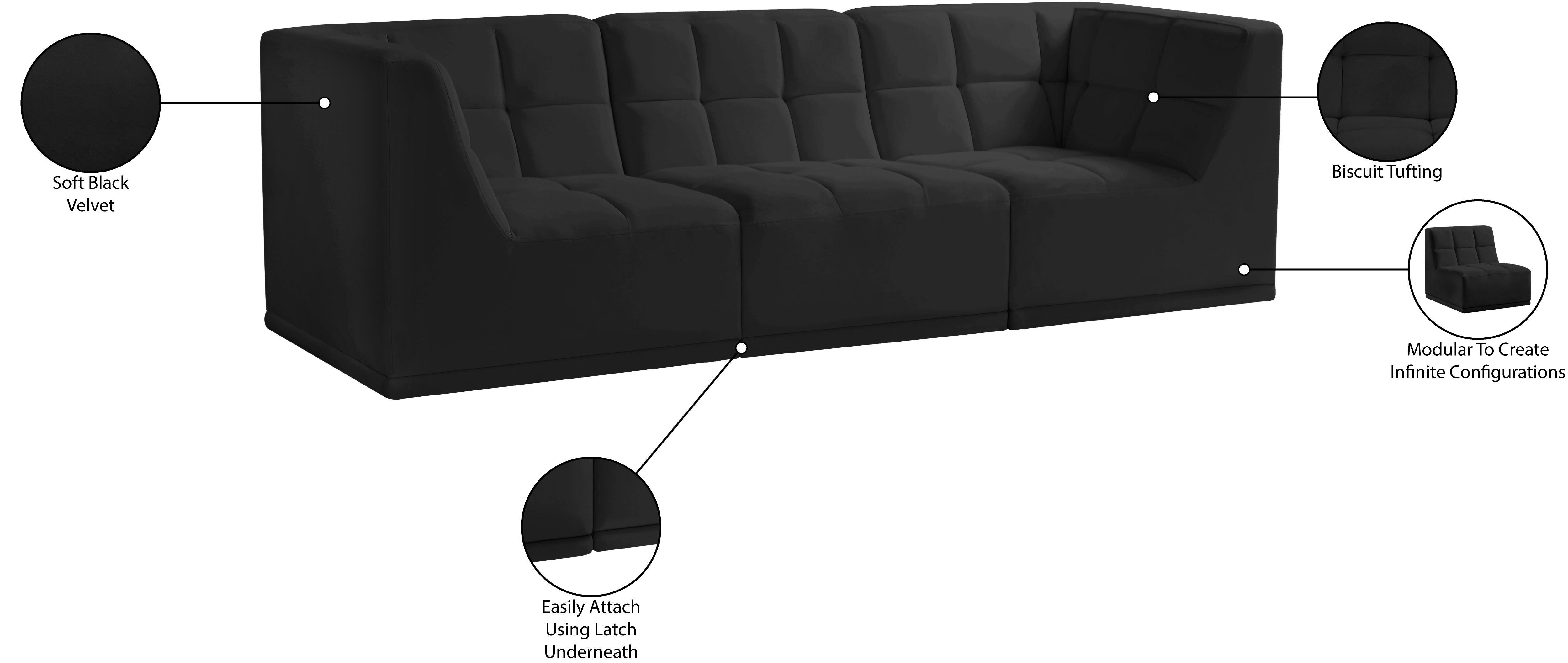 Relax 98" Velvet Modular Sofa