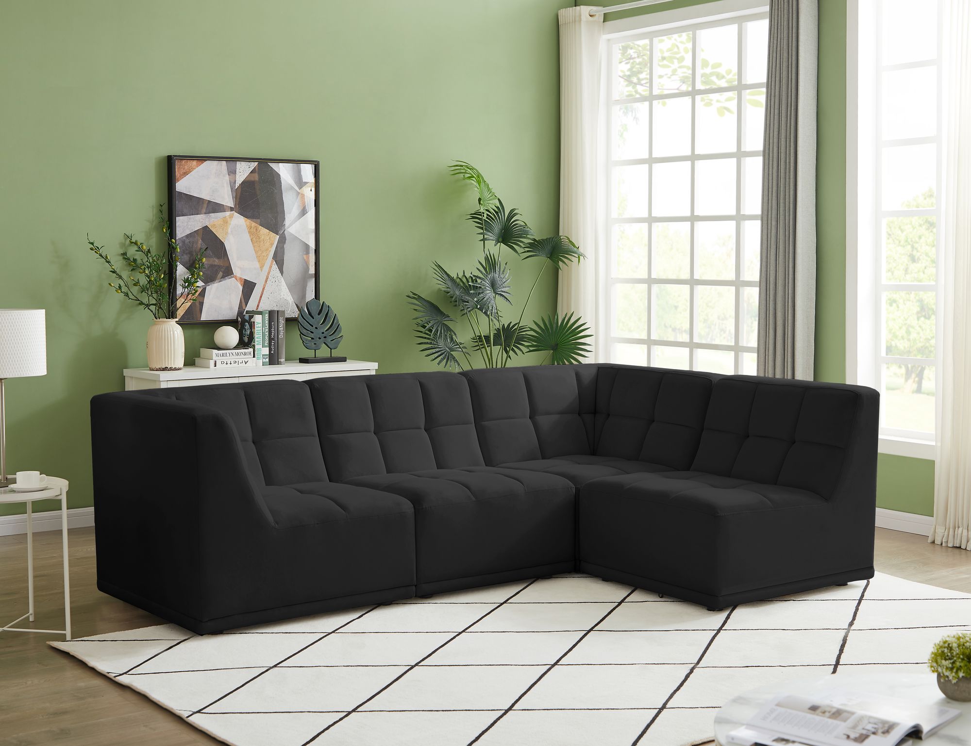Relax 98" 4-Piece Velvet Modular Sectional