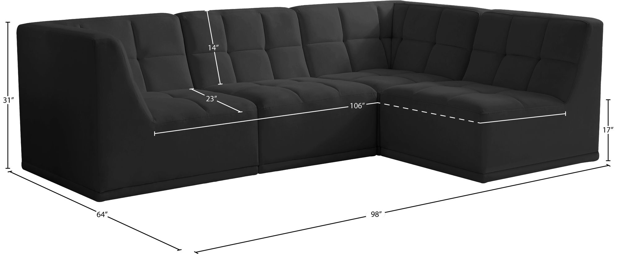 Relax 98" 4-Piece Velvet Modular Sectional