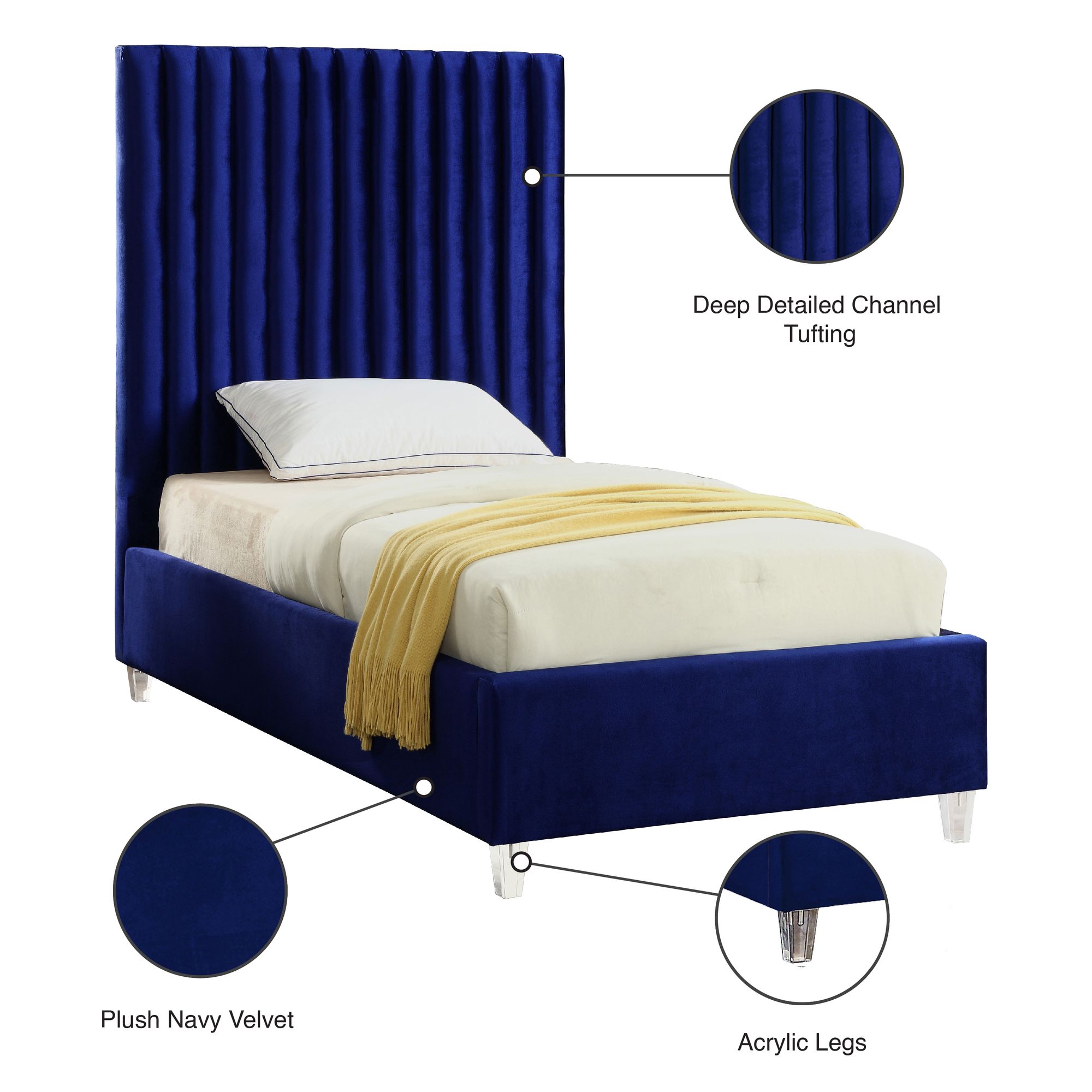 Candace Velvet Twin Size Bed