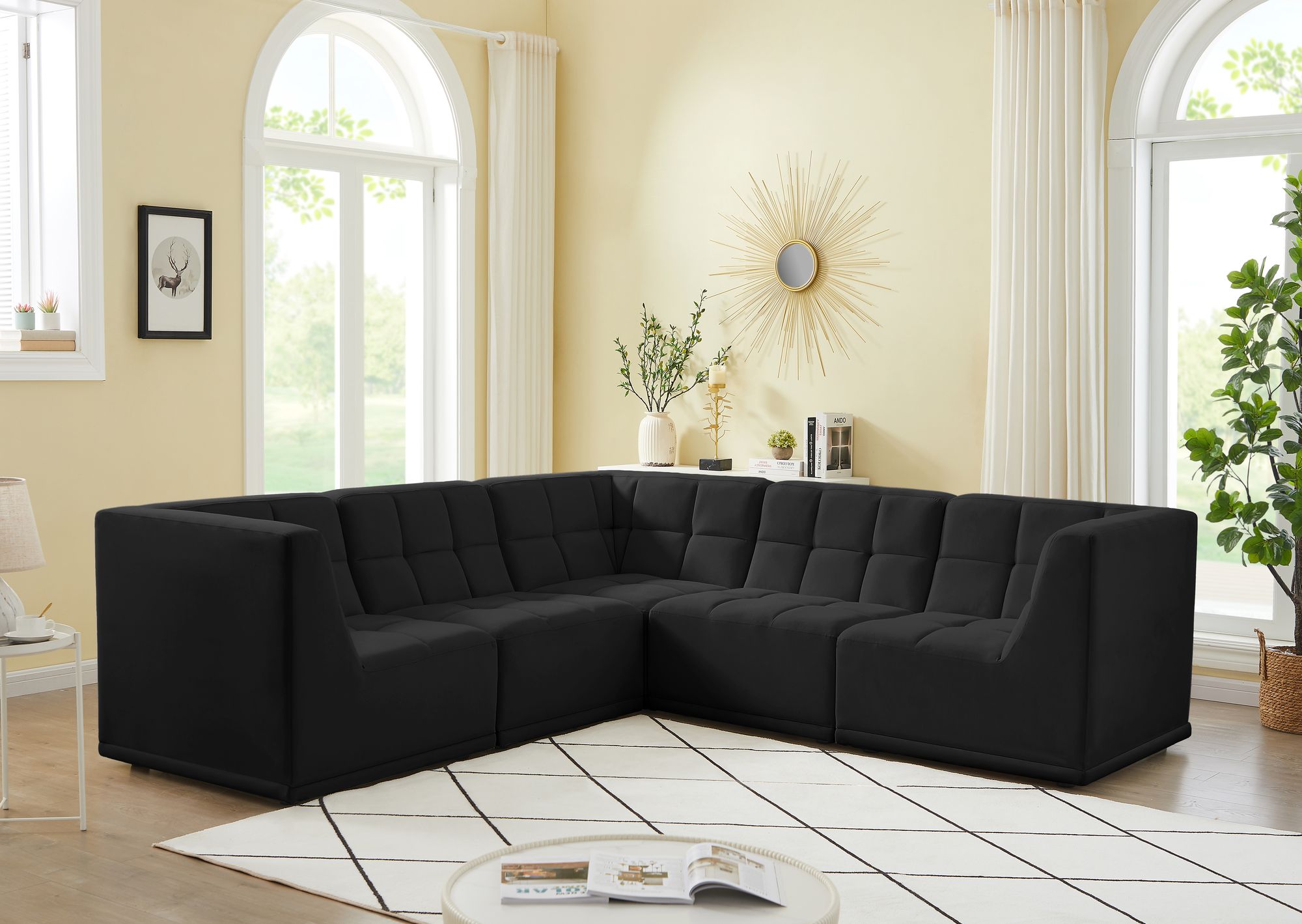 Relax 98" 5-Piece Velvet Modular Sectional