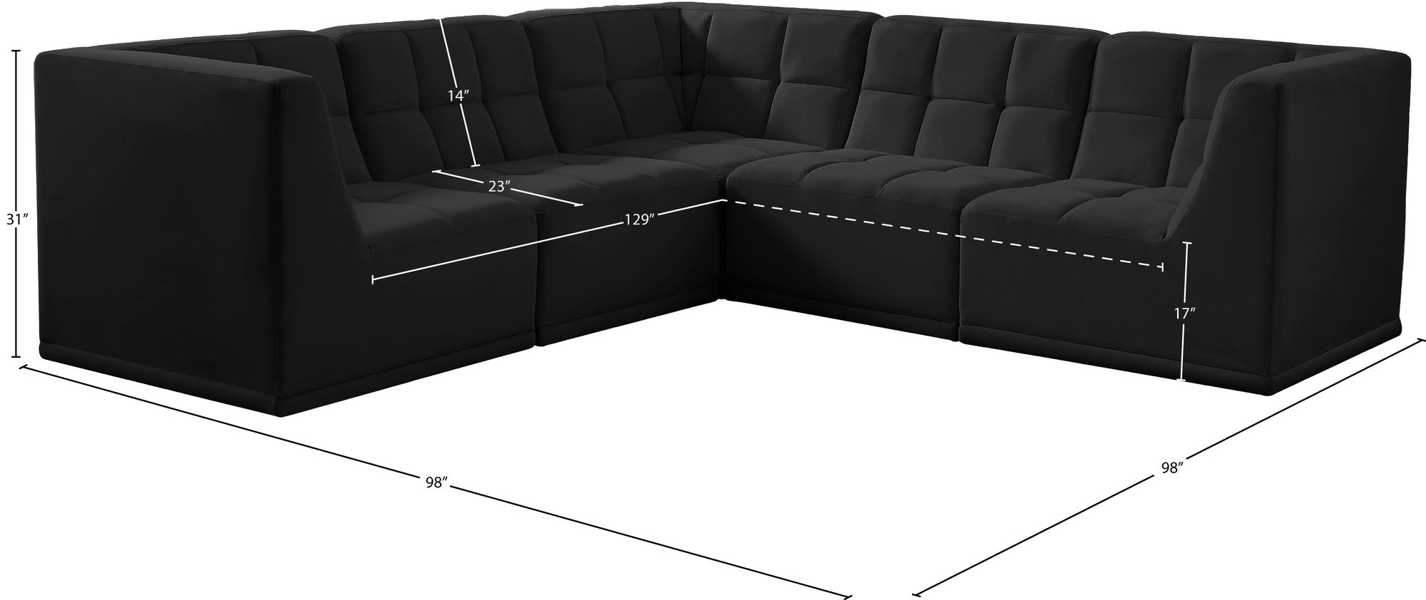 Relax 98" 5-Piece Velvet Modular Sectional