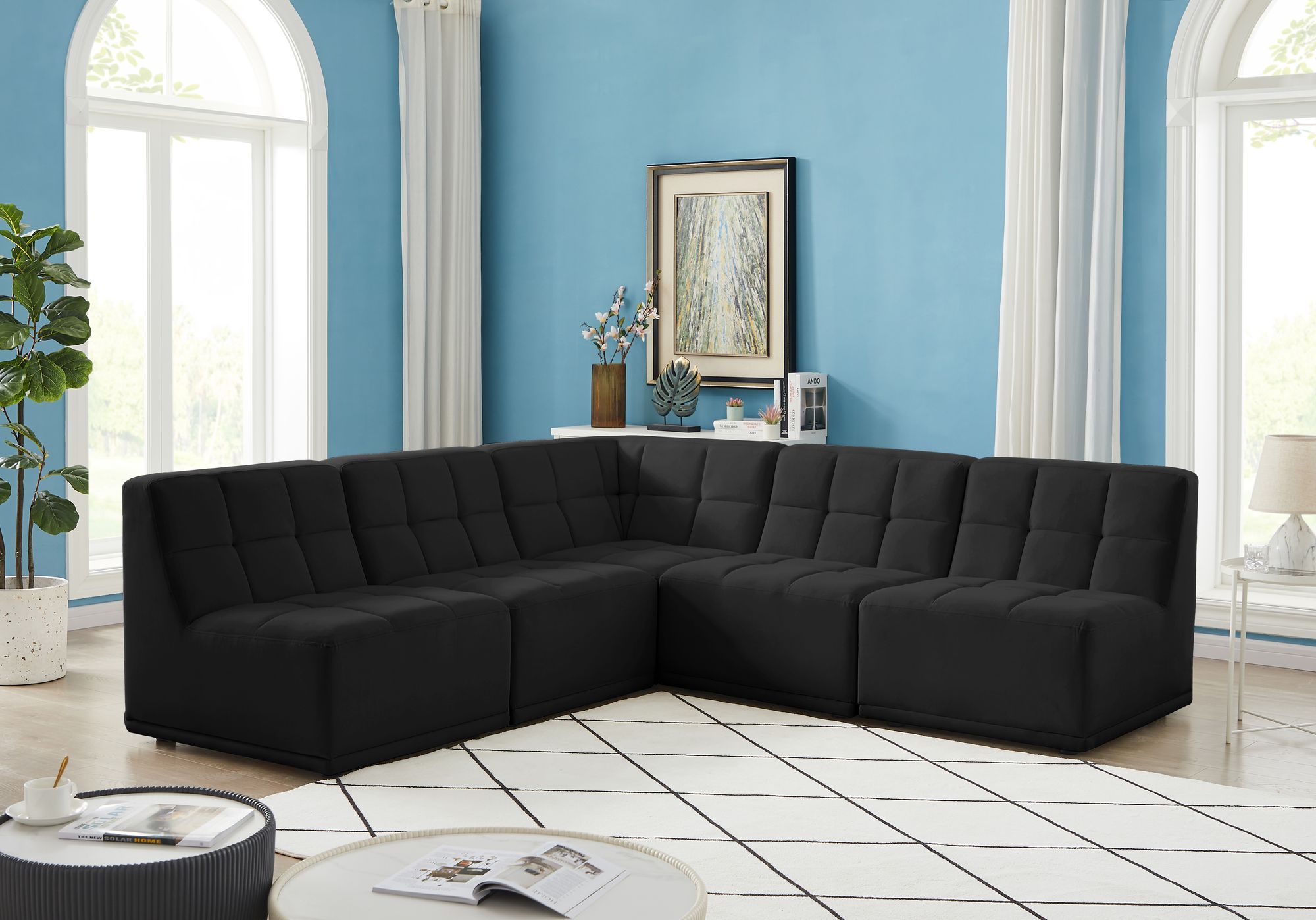 Relax 94" 5-Piece Velvet Modular Sectional