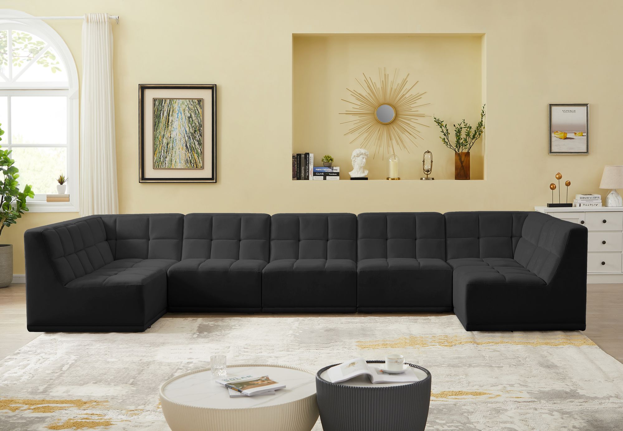 Relax 158" 7-Piece Velvet Modular U-Shape Sectional