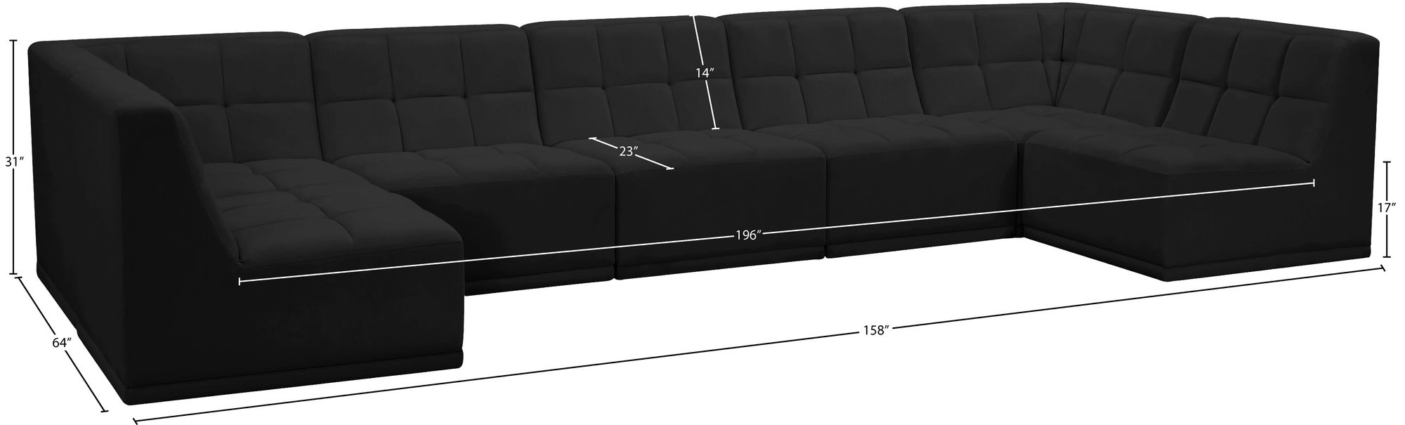 Relax 158" 7-Piece Velvet Modular U-Shape Sectional