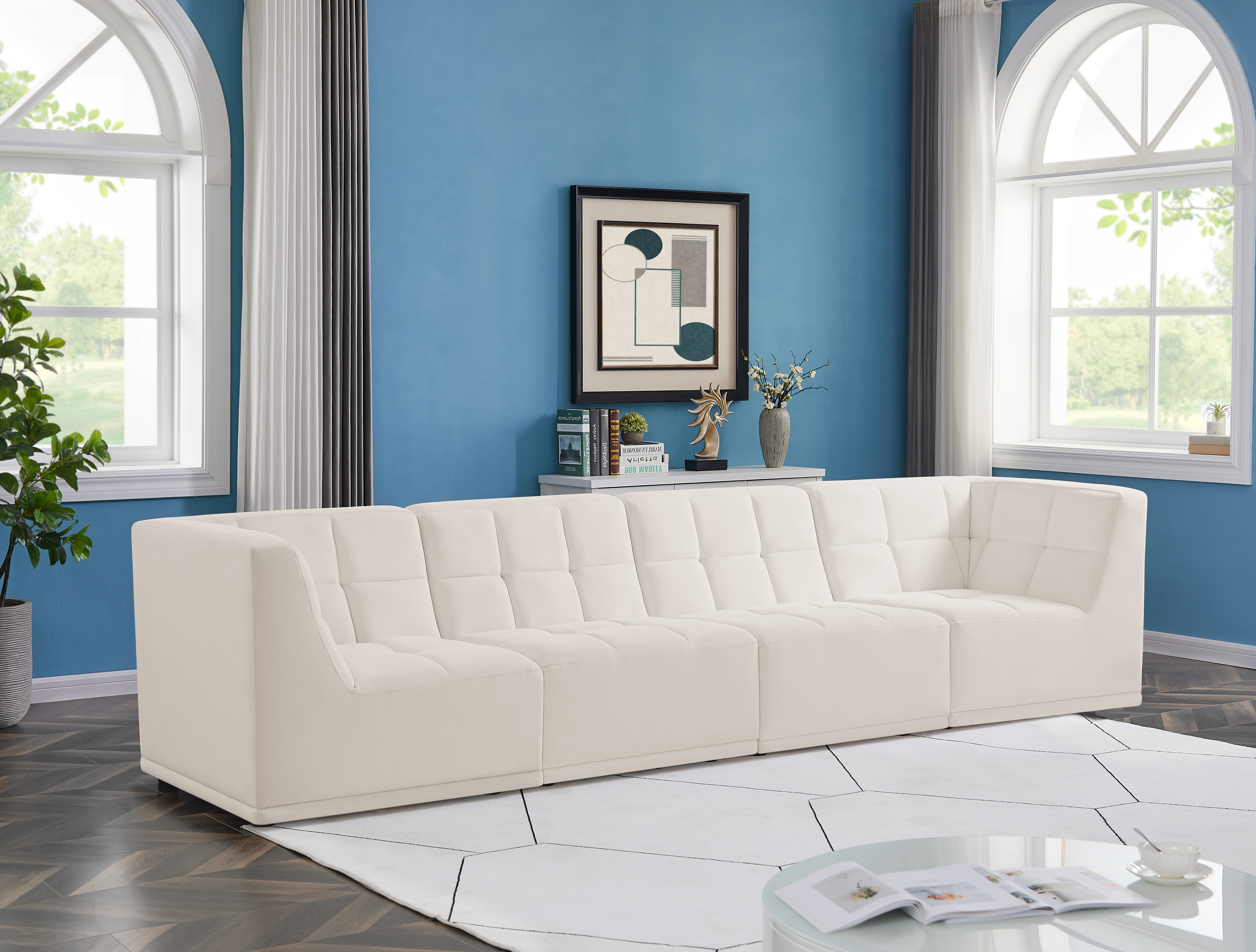 Relax 128" Velvet Modular Sofa