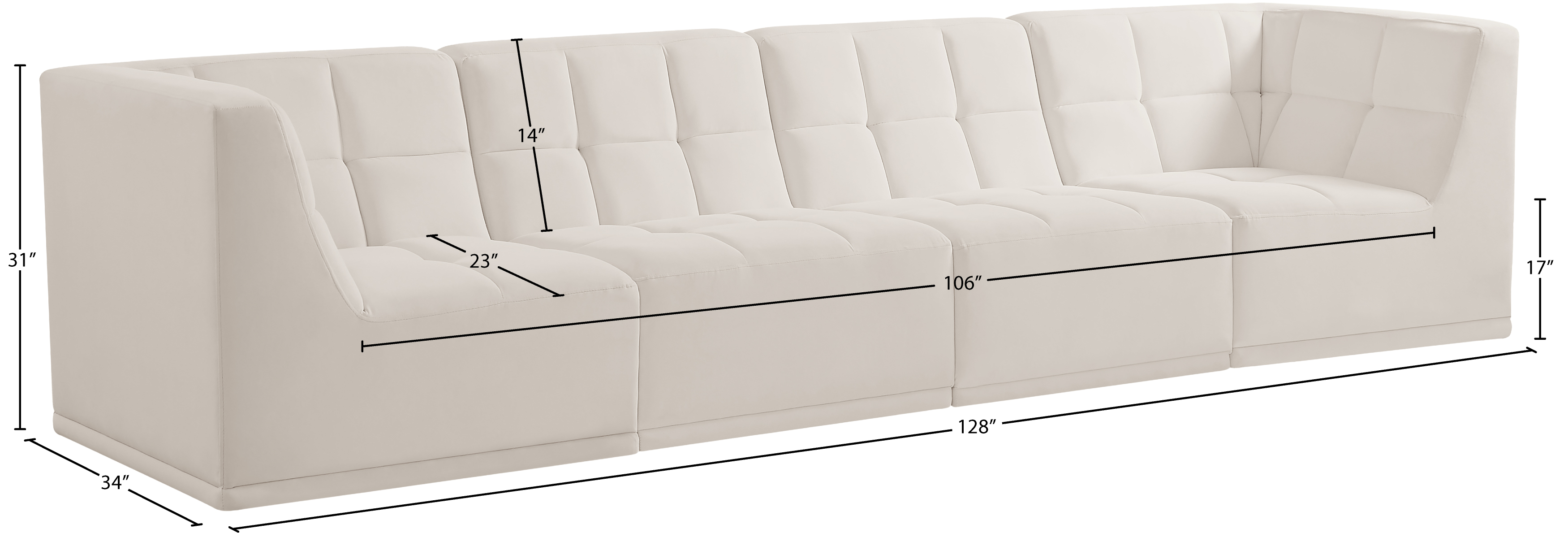 Relax 128" Velvet Modular Sofa