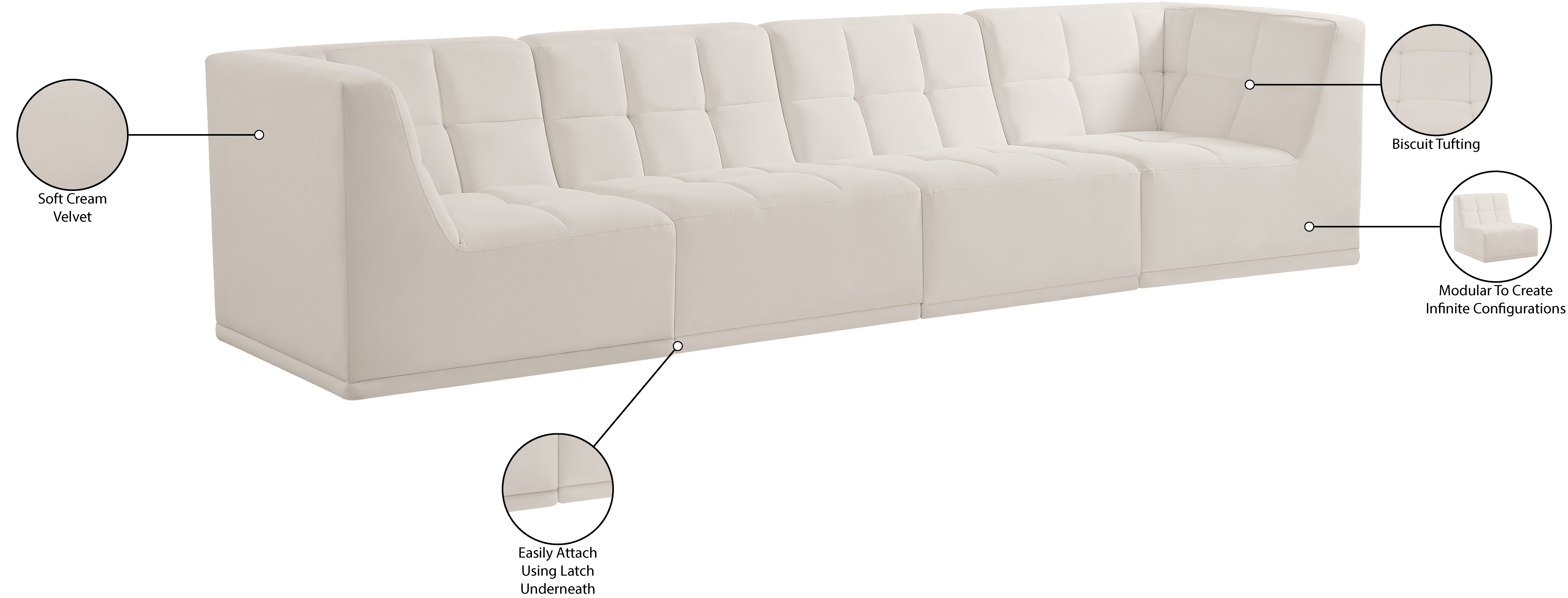 Relax 128" Velvet Modular Sofa