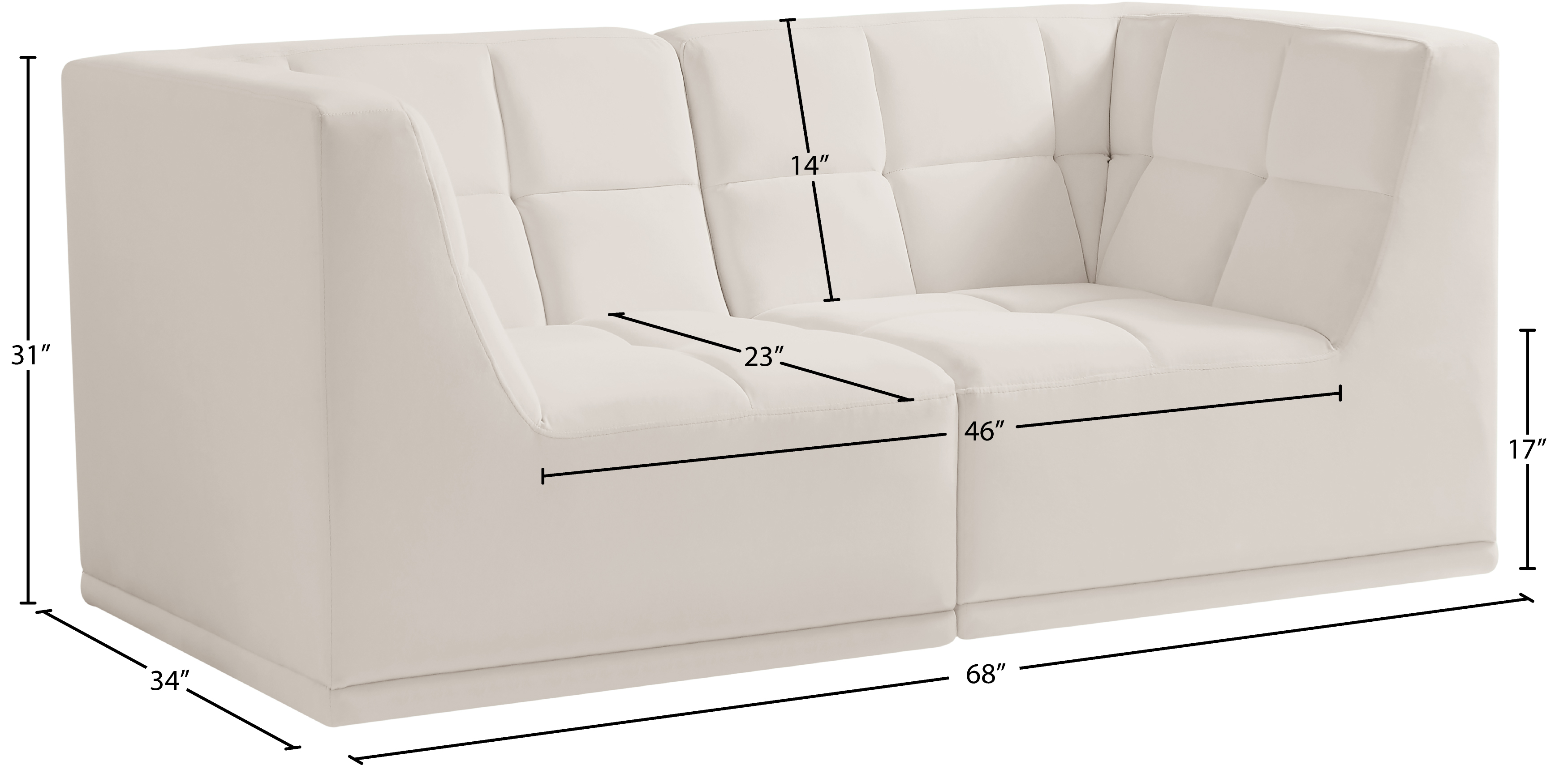 Relax 68" Velvet Modular Sofa