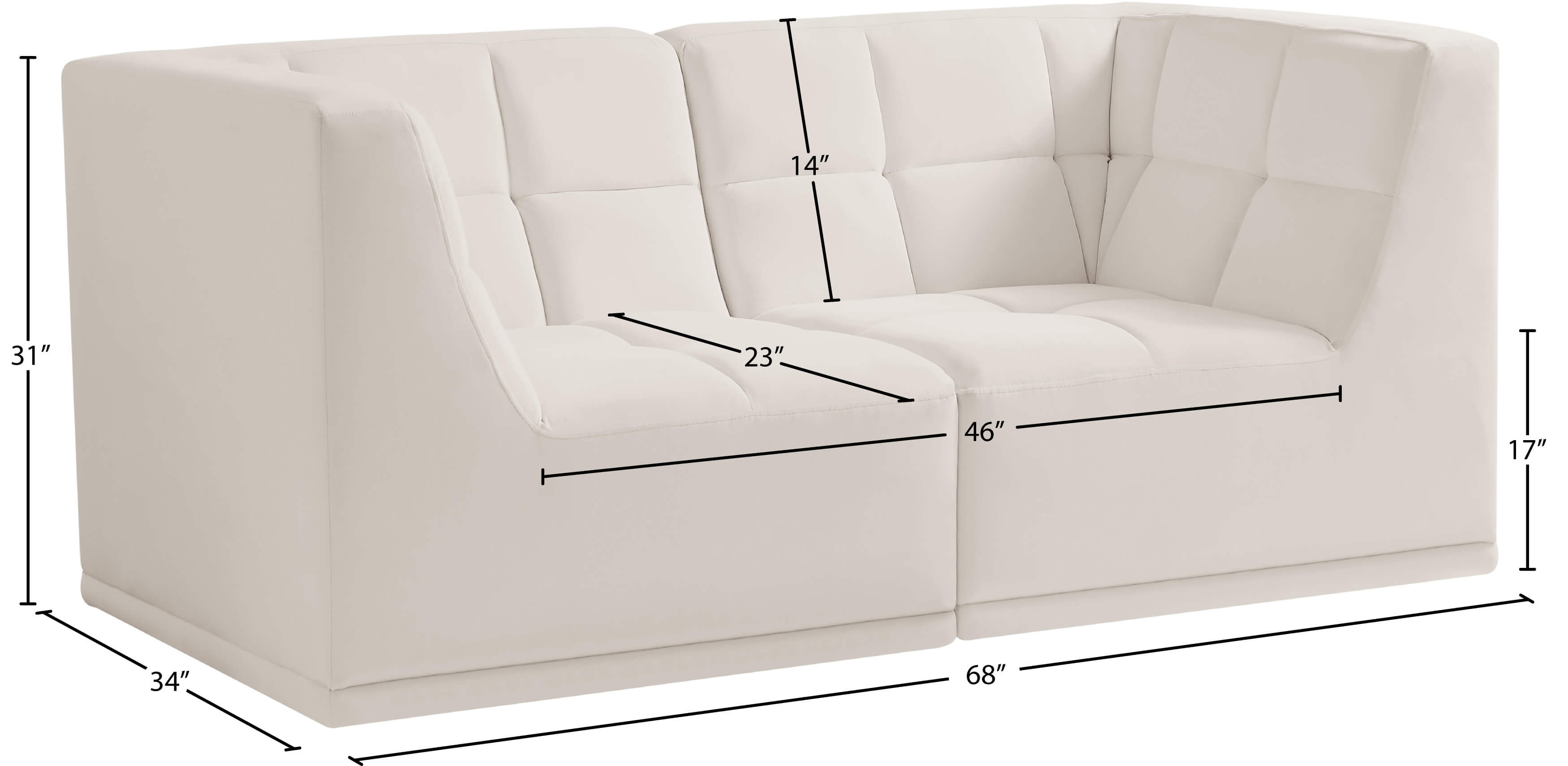 Relax 68" Velvet Modular Sofa