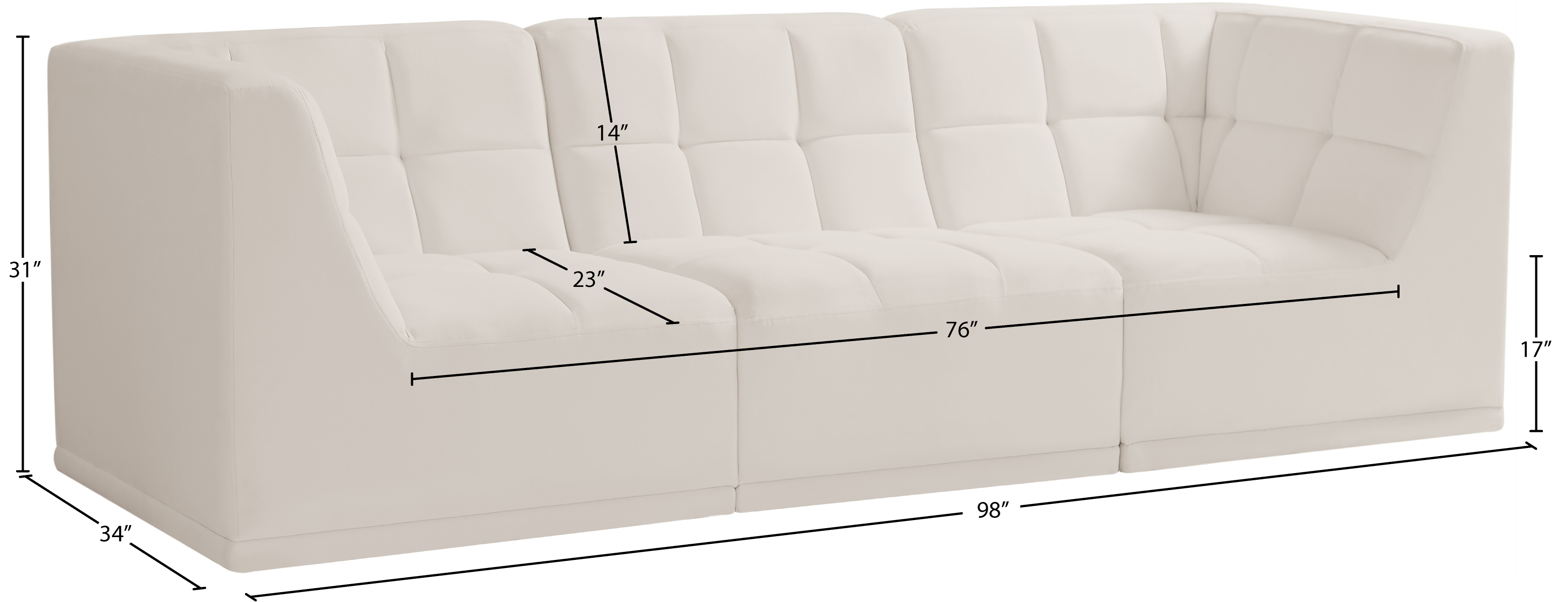 Relax 98" Velvet Modular Sofa