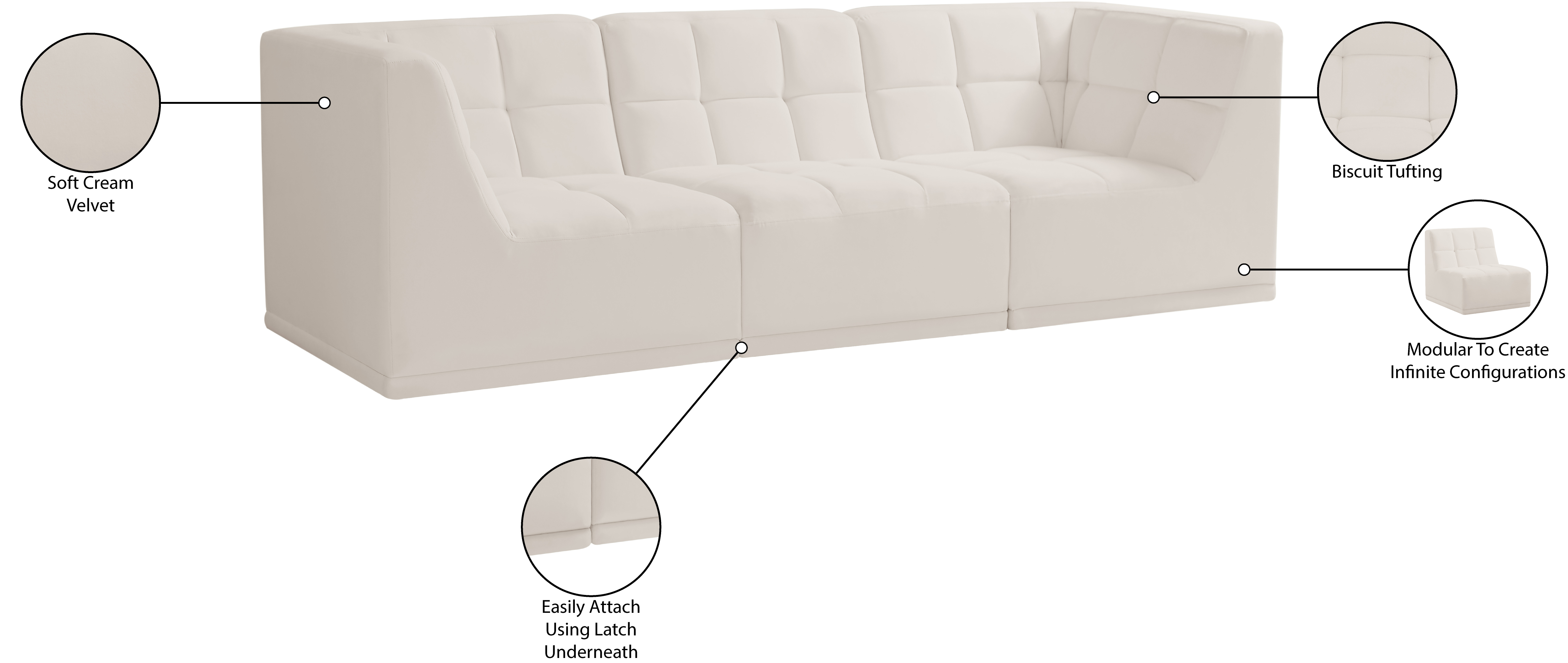 Relax 98" Velvet Modular Sofa