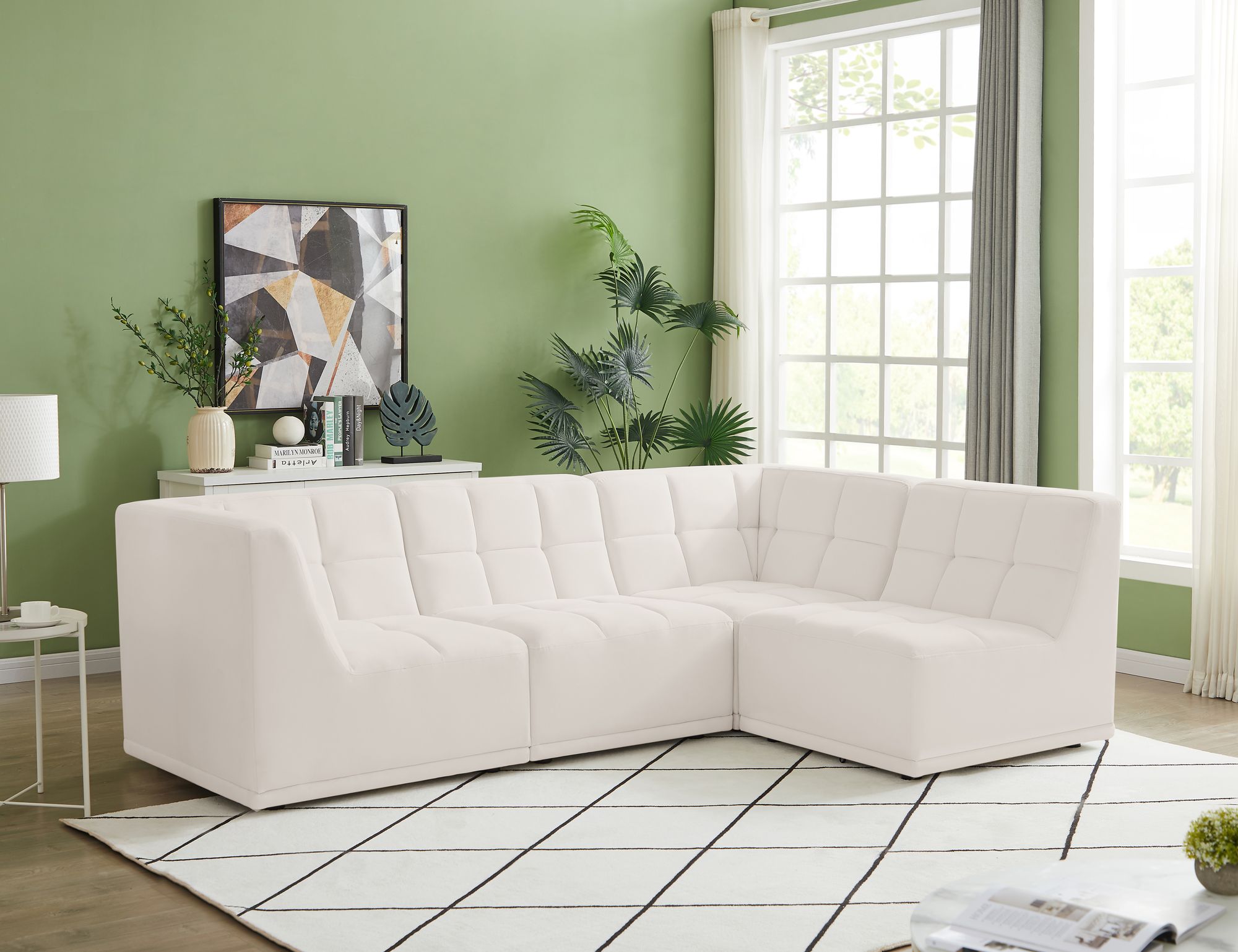 Relax 98" 4-Piece Velvet Modular Sectional