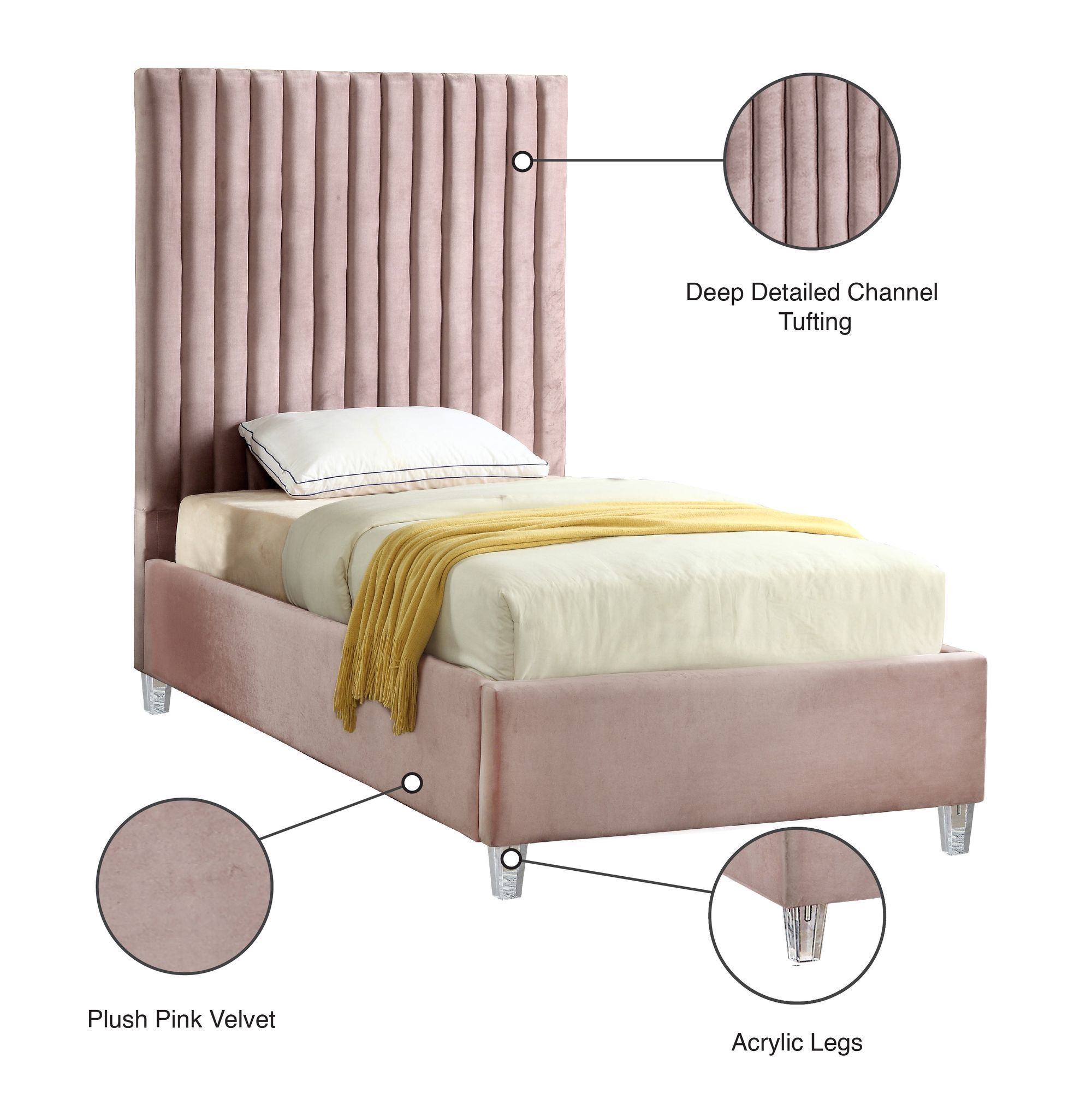 Candace Velvet Twin Size Bed