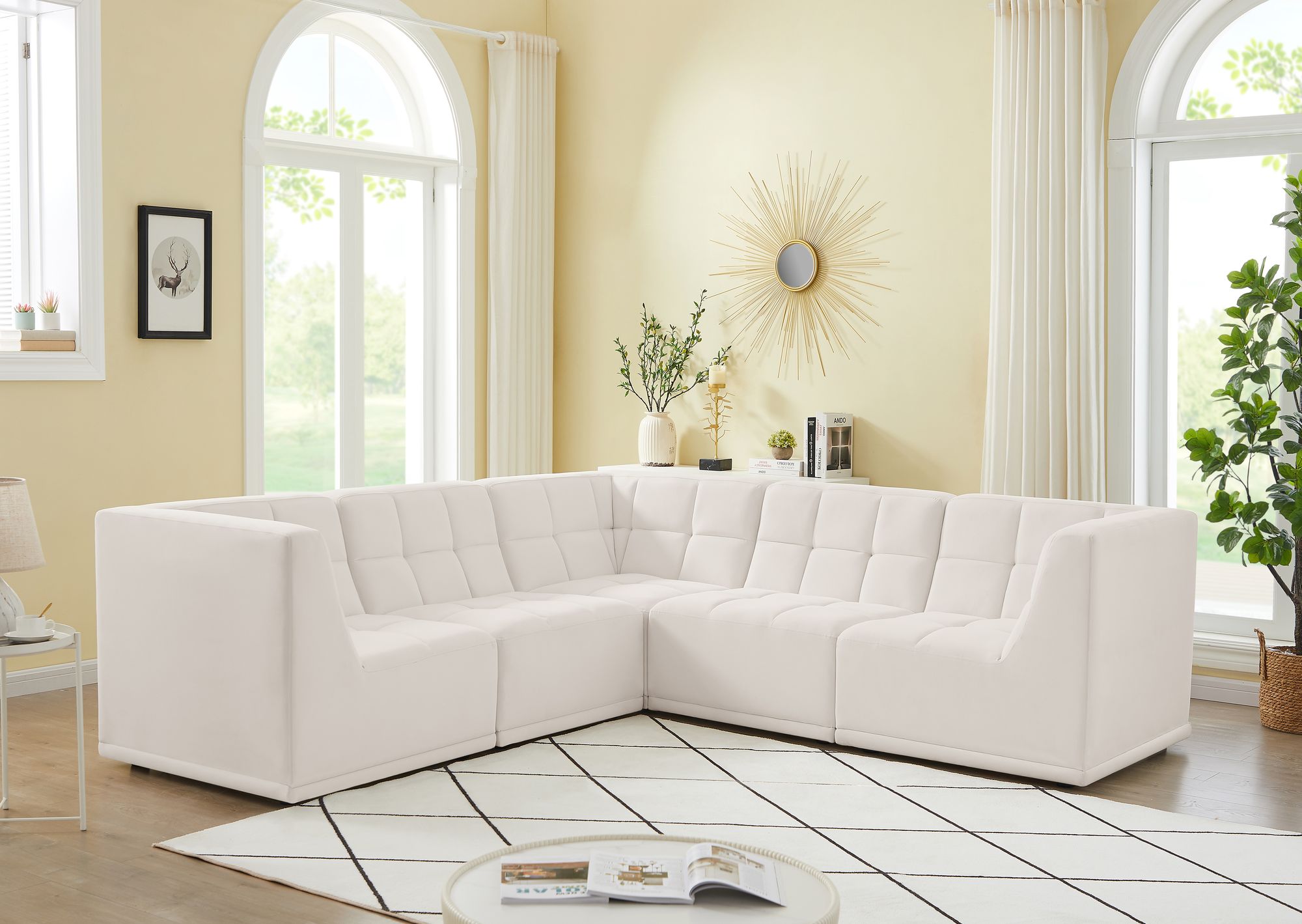 Relax 98" 5-Piece Velvet Modular Sectional